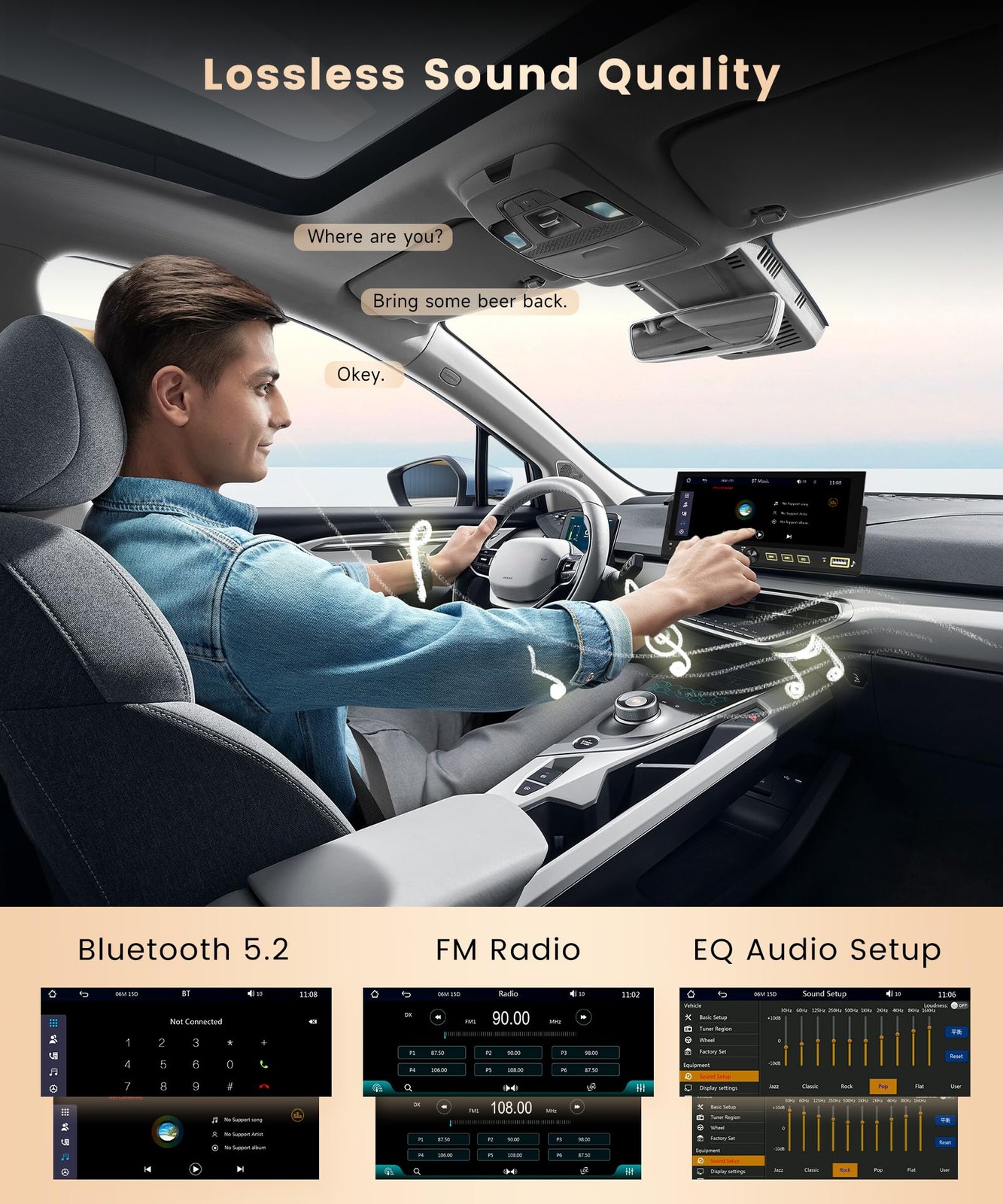 Single DIN Car StereoWireless Carplay Android Auto, 6.86-inch Touch Screen…