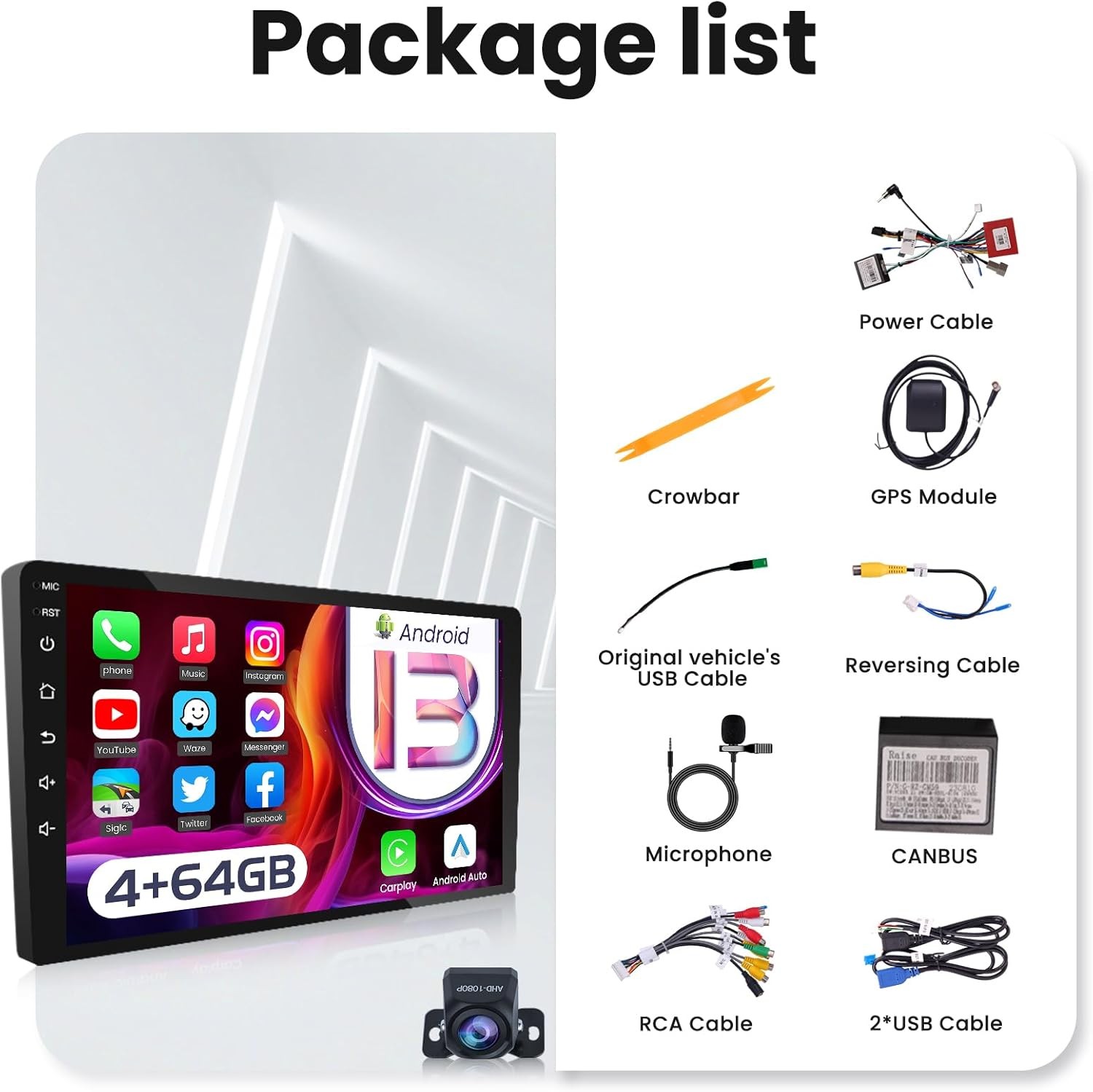 4+64GB Car Stereo CarPlay Android13.0 Radio 9″ GPS BT5 FM for Mazda 3 2010-2013