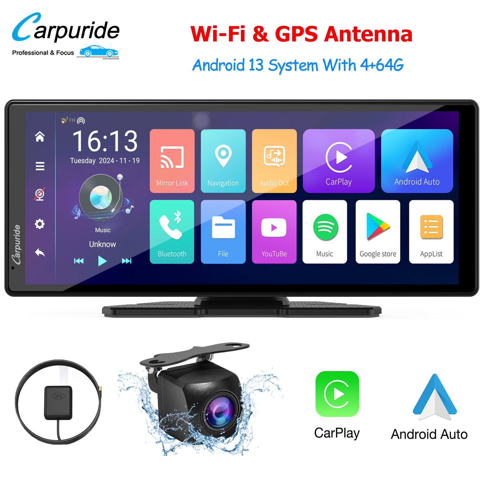 CARPURIDE W903Pro Carplay Android Auto APP Install GPS Navigation Car Stereo
