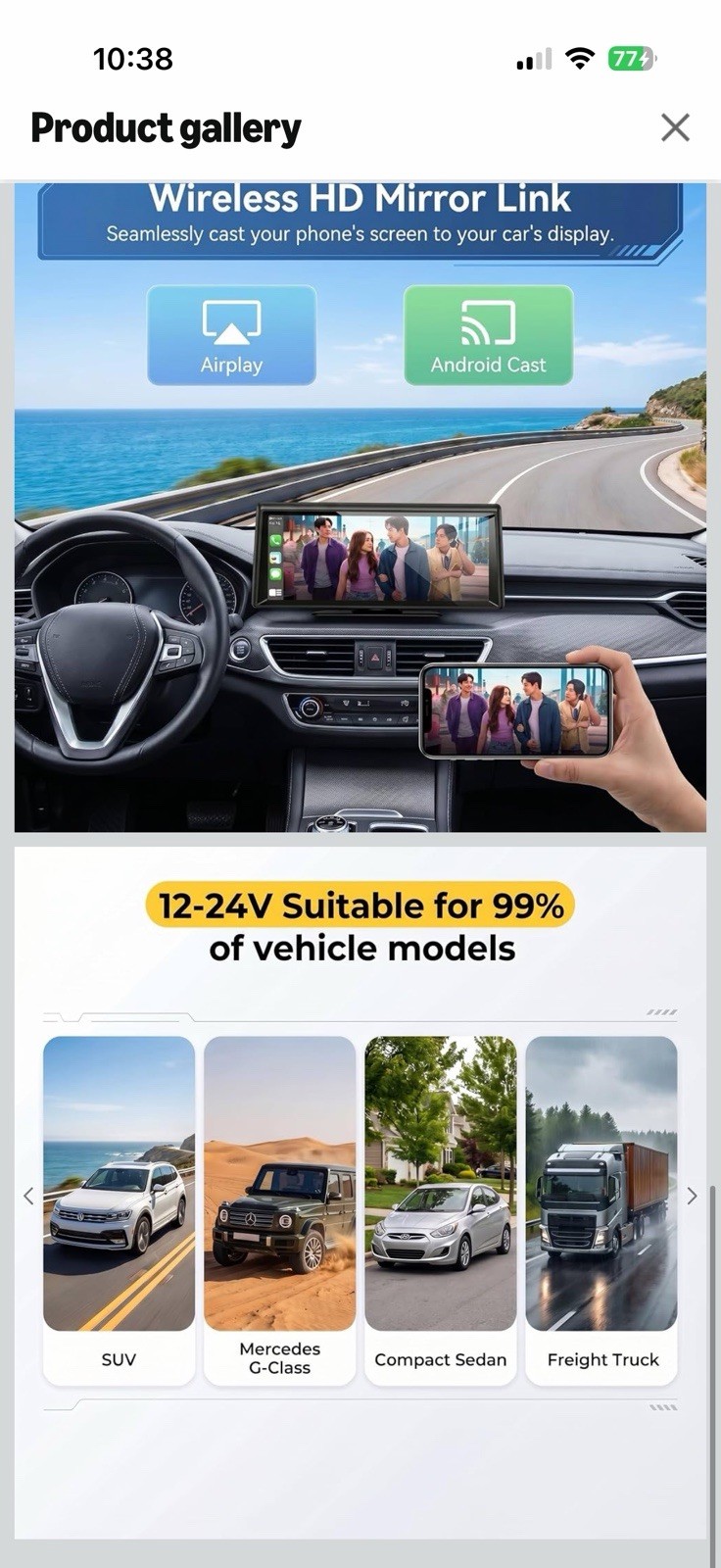8.1″ Portable Wireless CarPlay Stereo with 2K Dash Cam