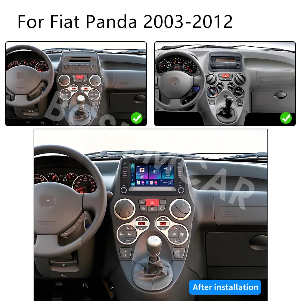 Car Touch Screen Player Radio GPS SWC W/Rear Camera Fit For Fiat Panda 2003-2012