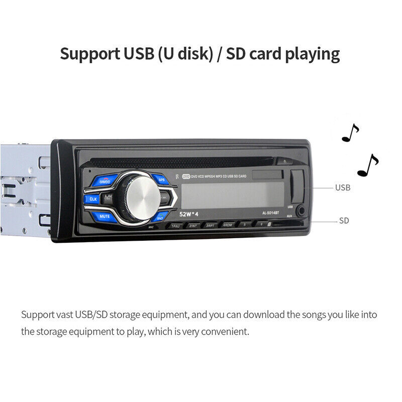 1DIN Car Radio Stereo DVD CD Player AUX-IN MP3 USB SD FM In-Dash HandS free