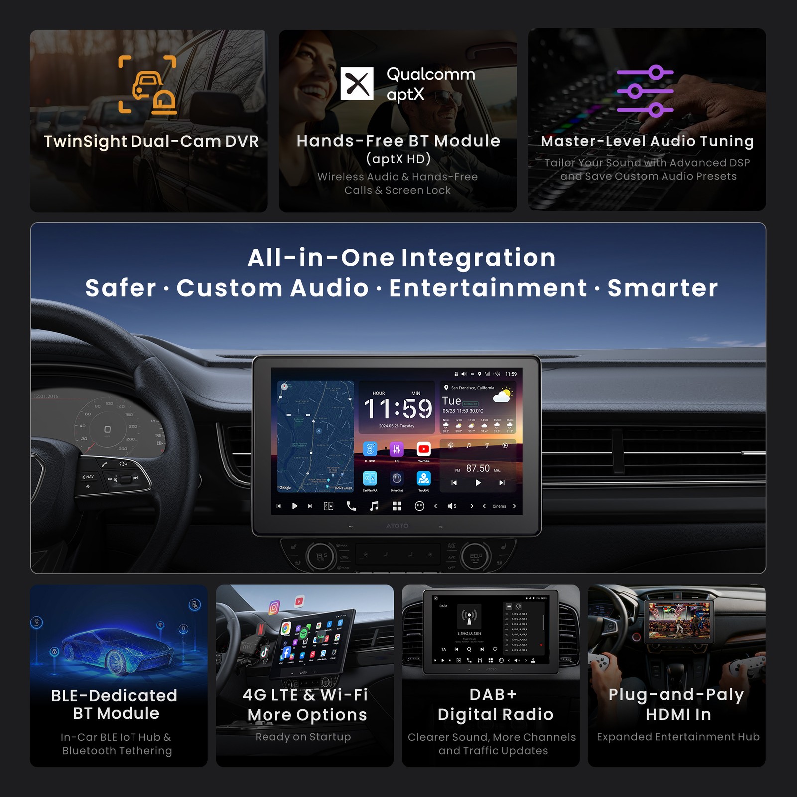 ATOTO X10 8+128GB Android 13 Car Stereo GPS Radio HDMI Input 4G LTE ChatGPT-AI