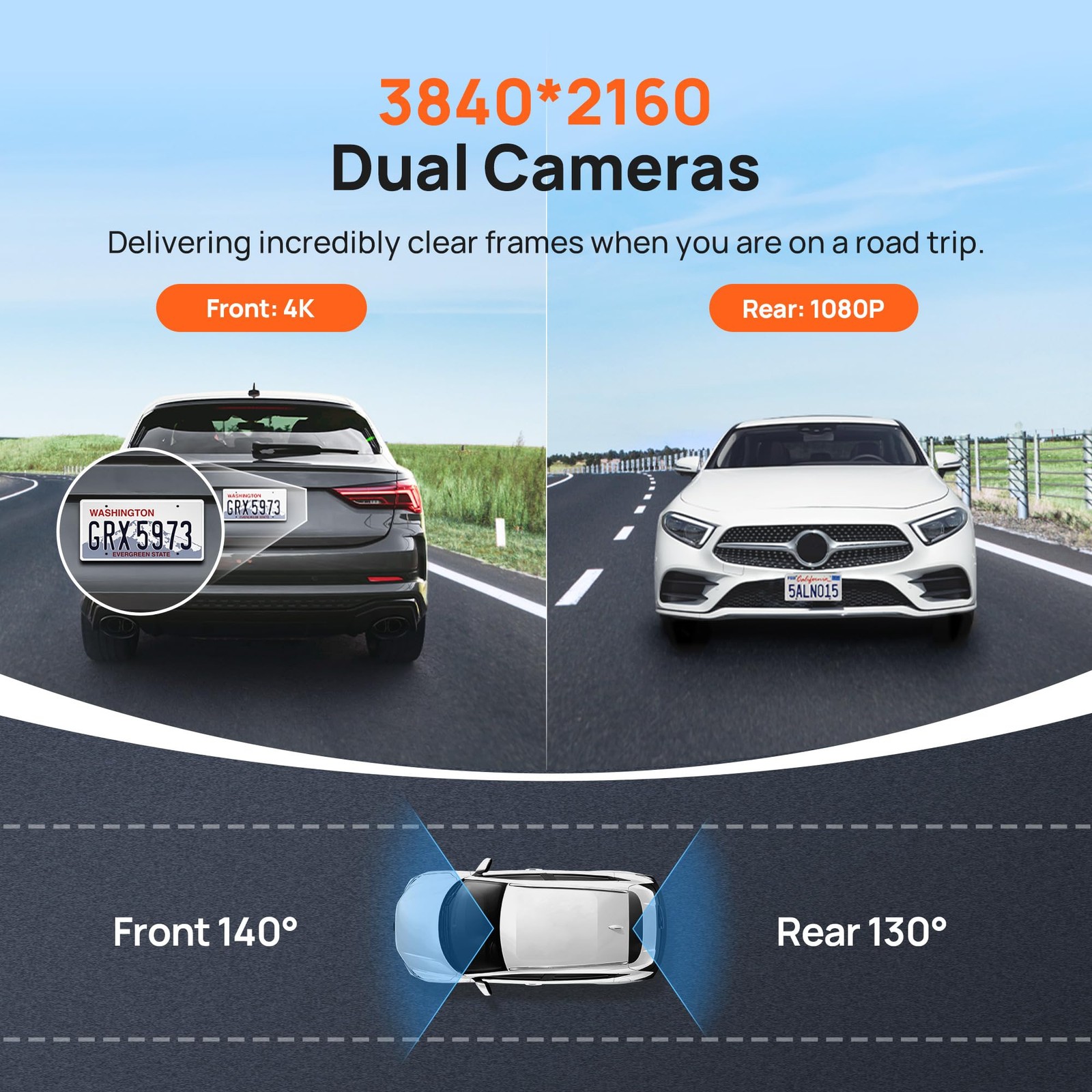 70mai 4K Dash Cam Front&Rear, STARVIS, 5GHz WiFi, GPS, ADAS, Parking Monitor