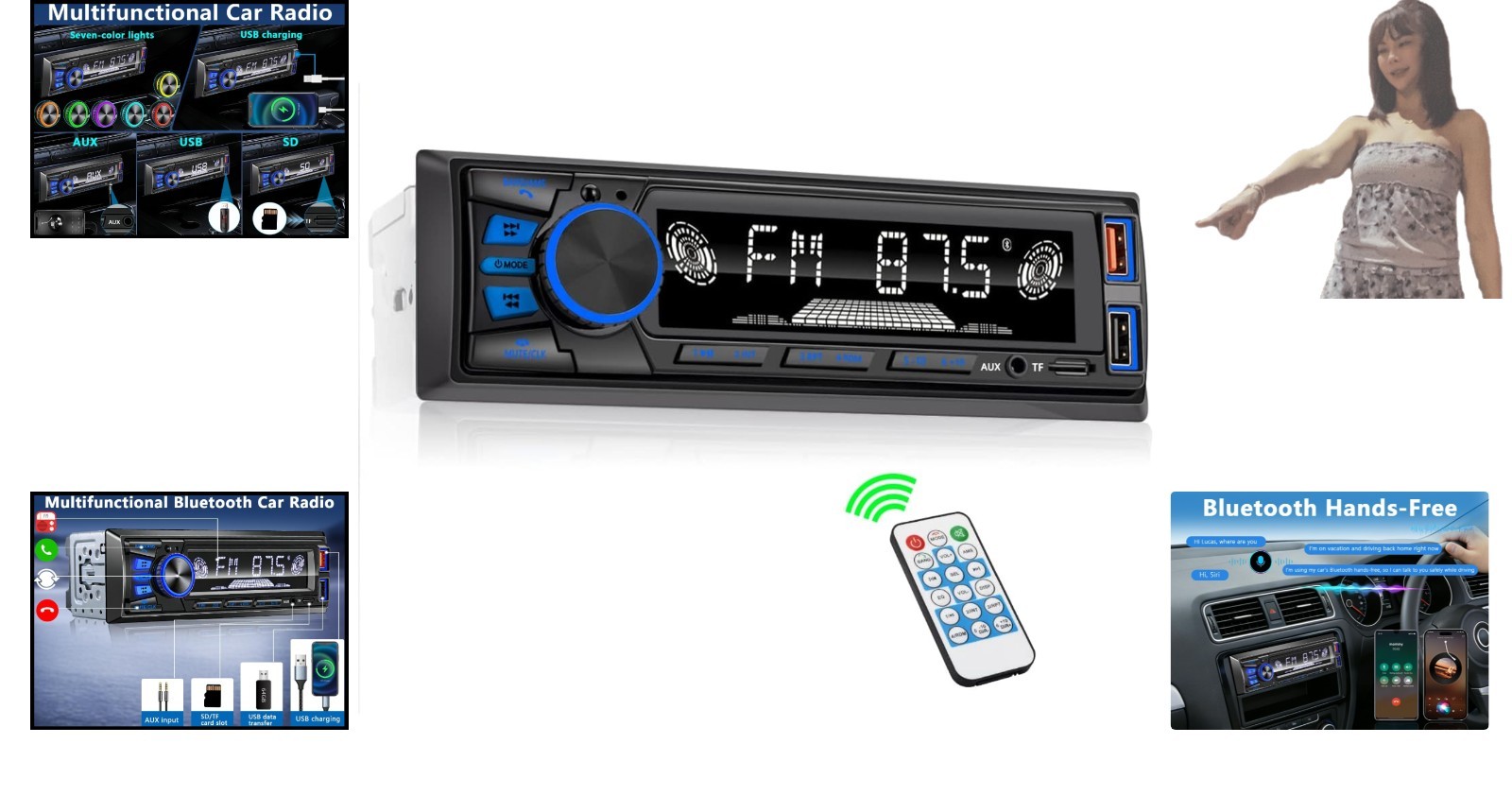 Car Bluetooth Stereo with App Control, Push-to-Talk, and Remote Access