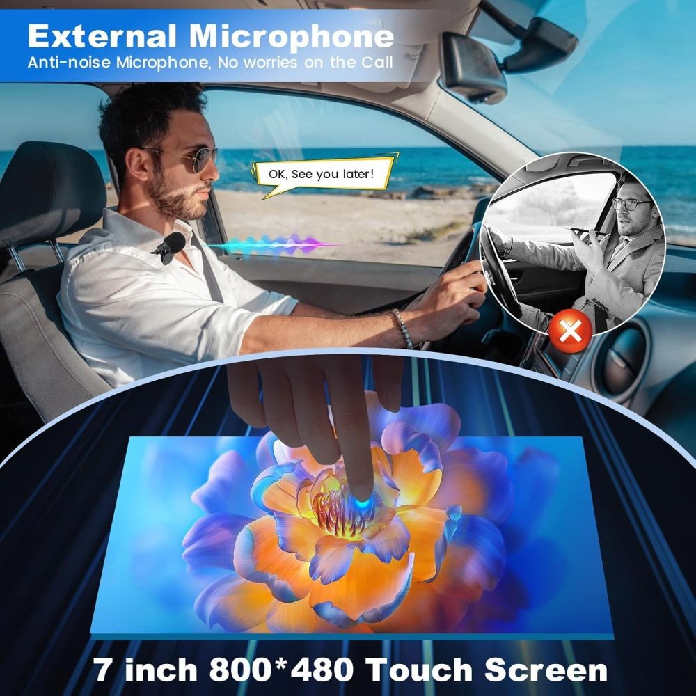 Double Din Car Stereo Radio Apple Carplay Android Auto Bluetooth 7″ Touch Screen