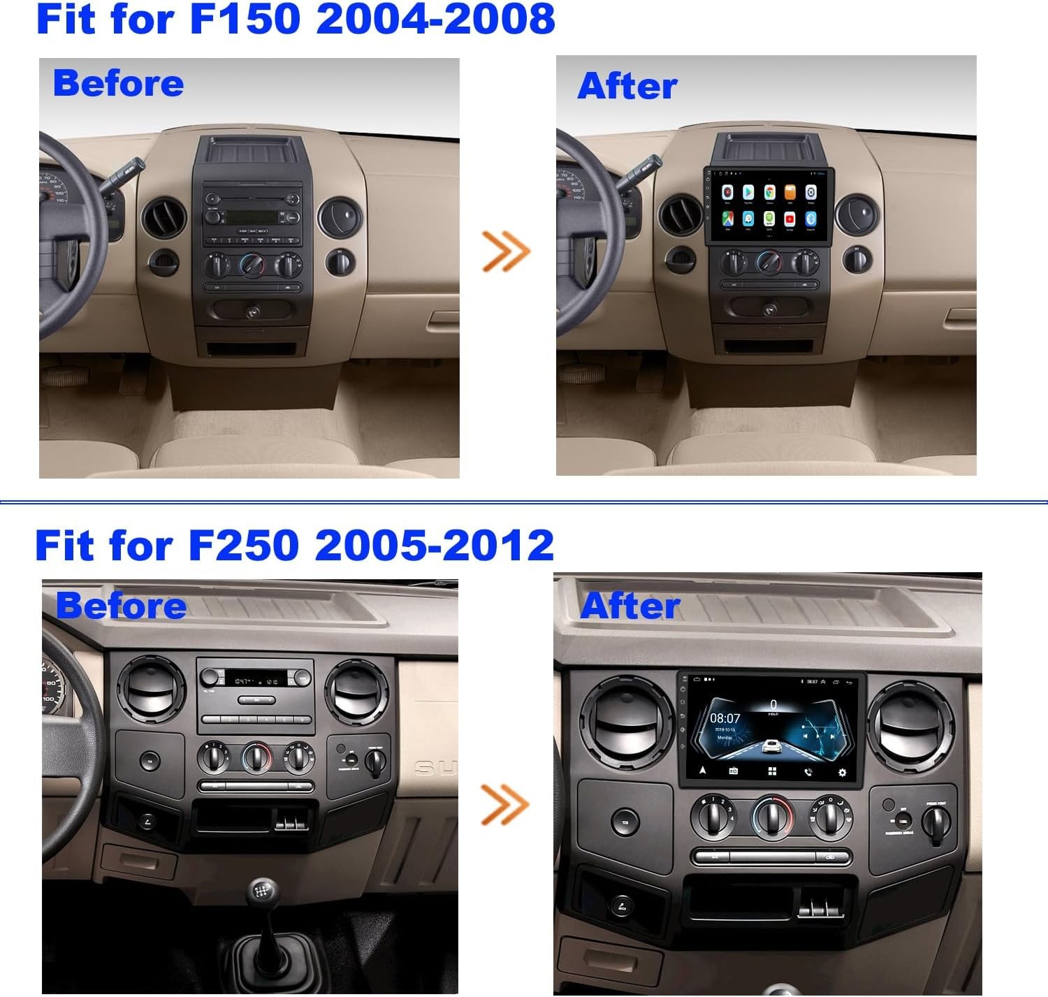 QLED 10inch Radio for Ford F150 2005-2012 CarPlay Android Auto Touch Screen