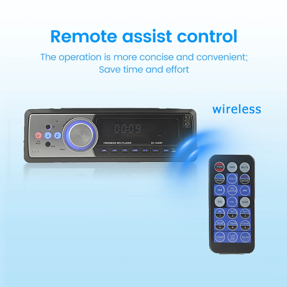 Single 1 Din Car Stereo Radio MP3 Player In-Dash Bluetooth FM Audio USB/AUX/SD