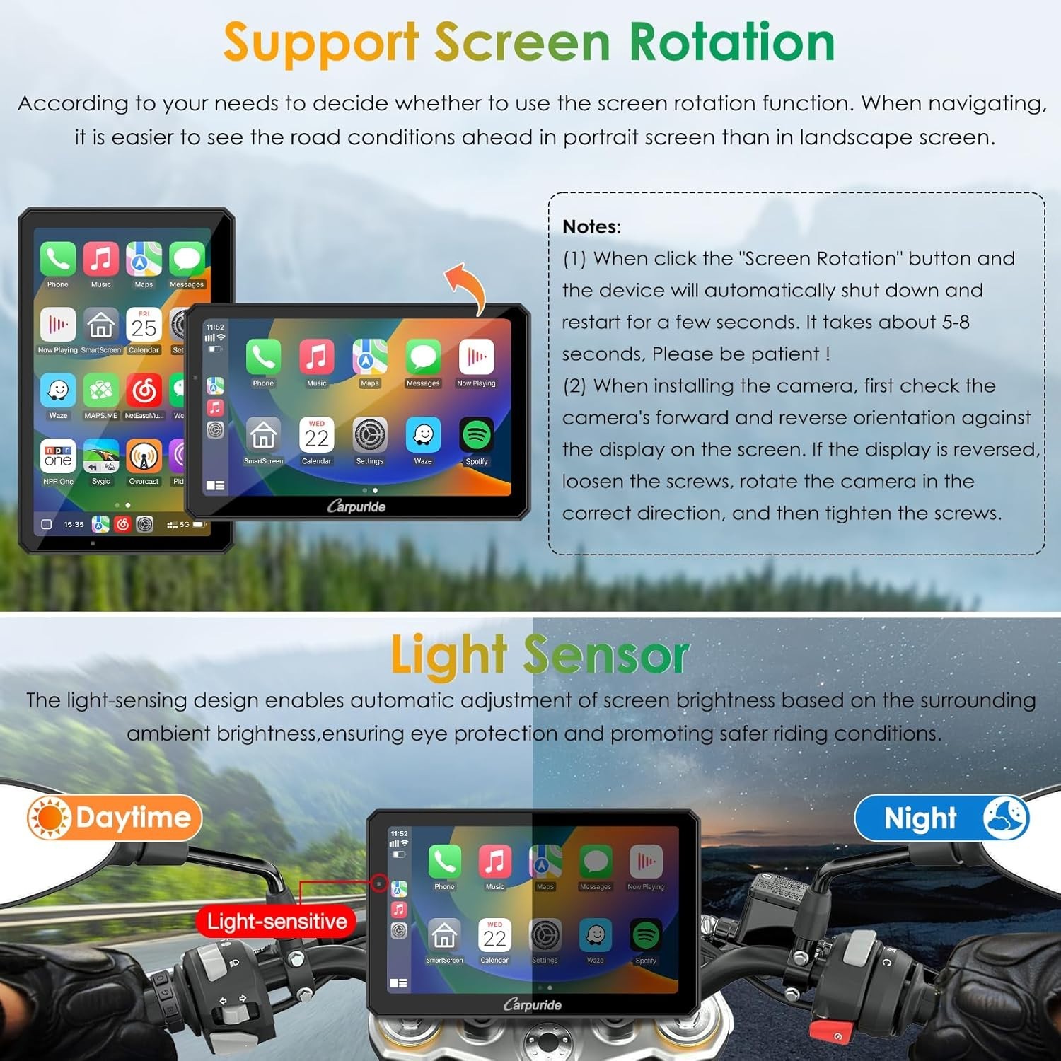 Carpuride W712D Moto CarPlay Android Auto Waterproof Touchscreen Wired Controlle
