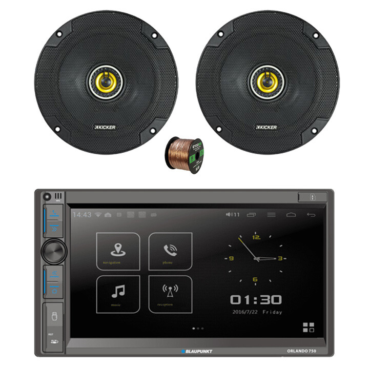 Blaupunkt Orlando 750 6.9″ Touchscreen BT Receiver, 2x 6.5″ 300W Speaker,Wire