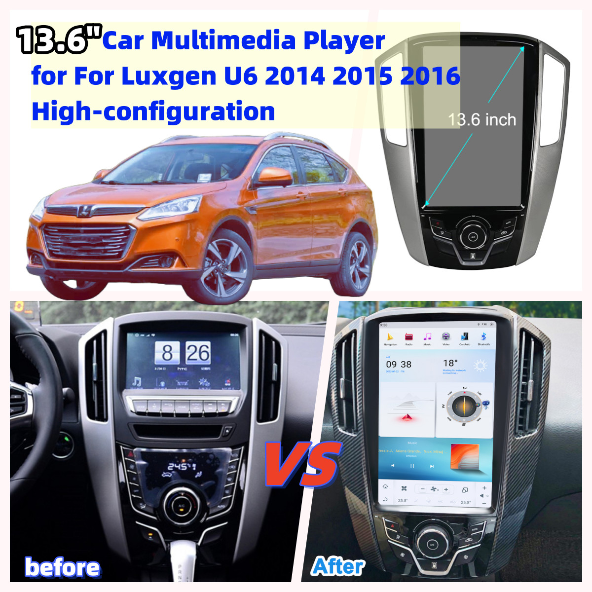 Android 12.0 Car Stereo Player for Luxgen U6 2014-2019 GPS DSP WiFi Mirrorlink