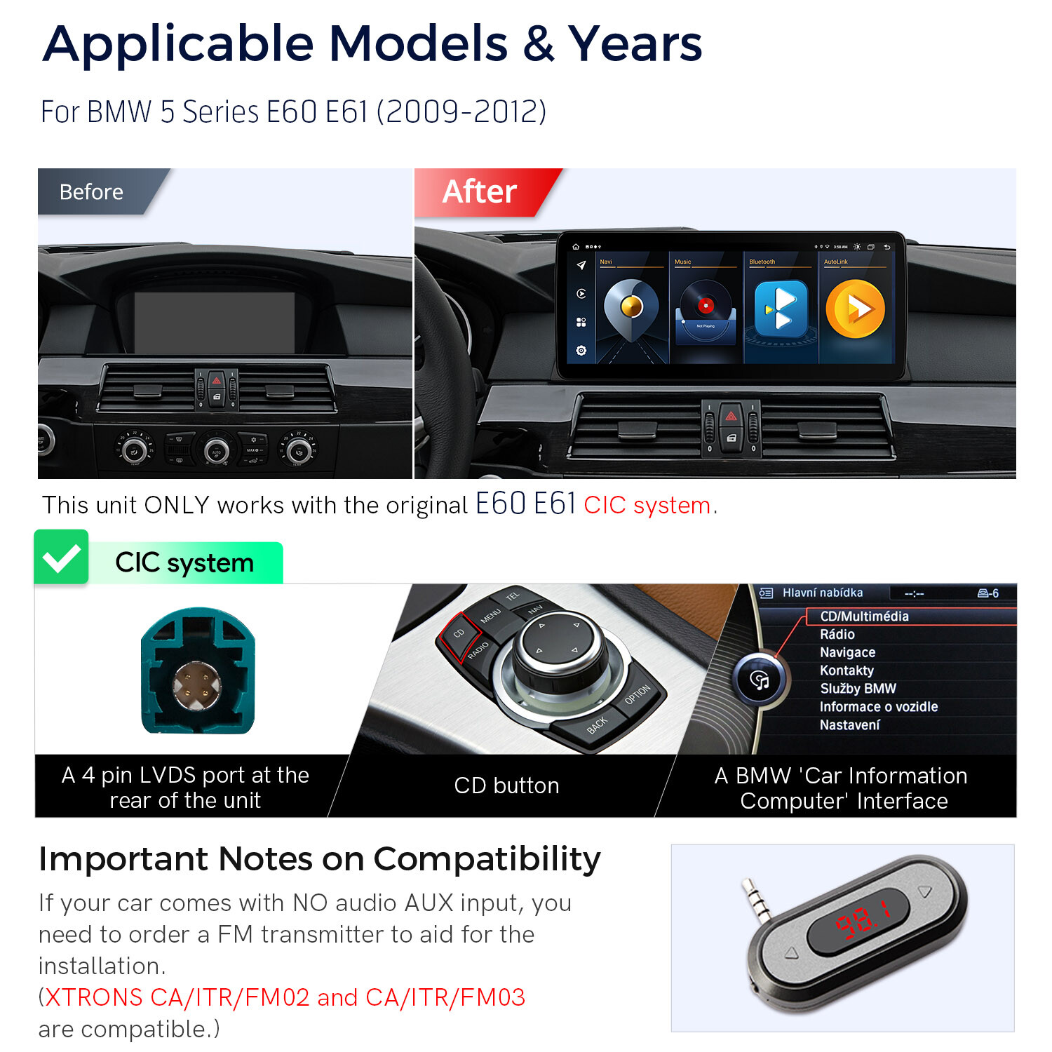 4G Android 13 Octa Core 64GB Car Play Stereo GPS WiFi 2K For BMW 5er E60 E61 CIC