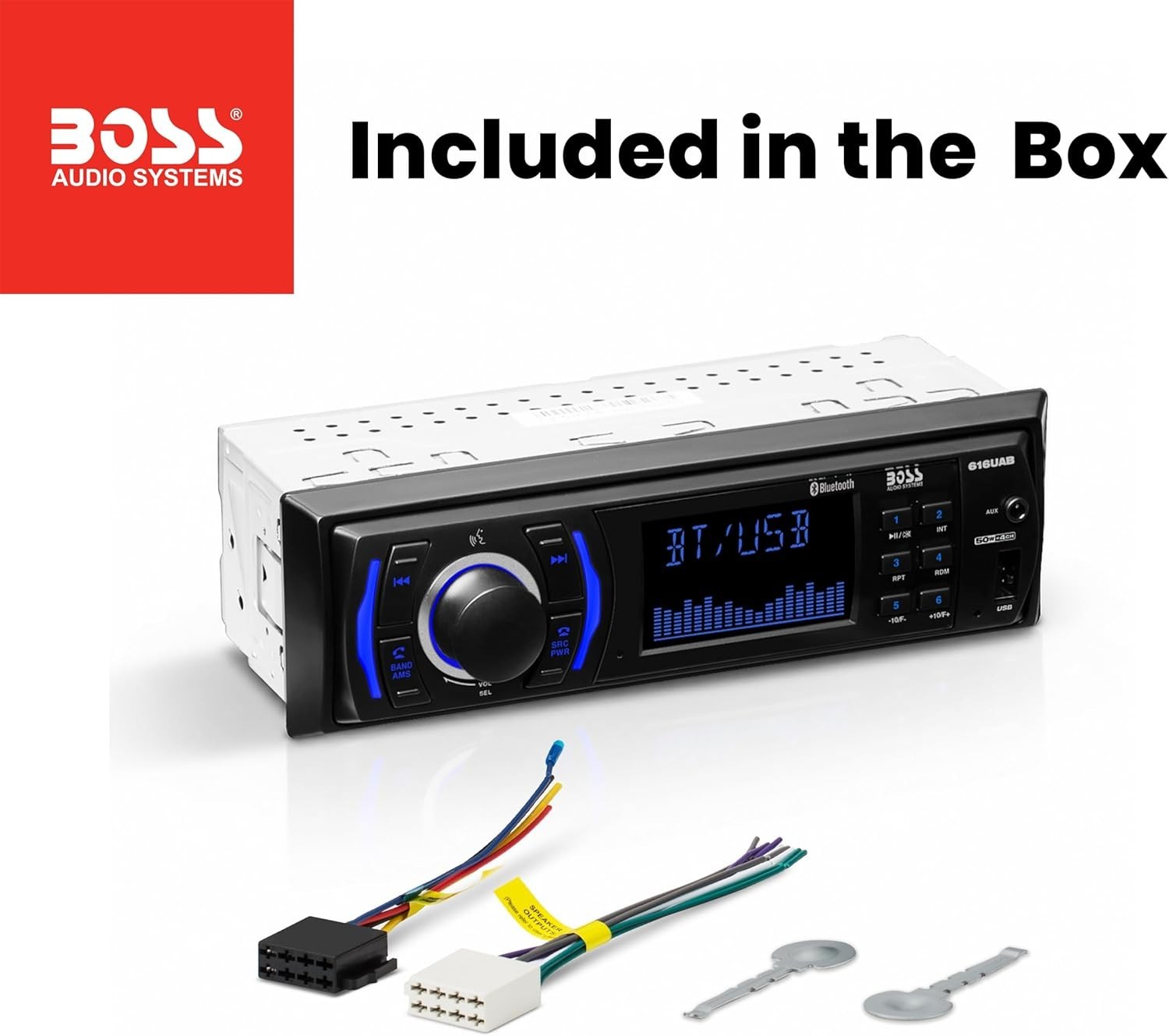 BOSS Audio Systems 616UAB Car Stereo with Bluetooth – Single DIN, MP3, USB, Aux-