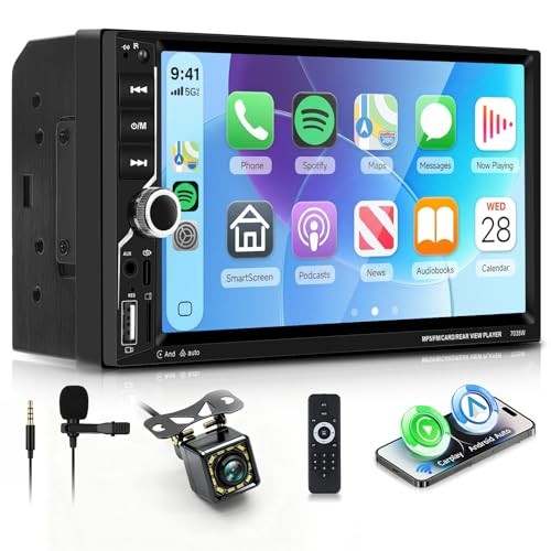 7″ Double Din Car Stereo with Bluetooth 5.1 Bluetooth – CarPlay & Android Auto