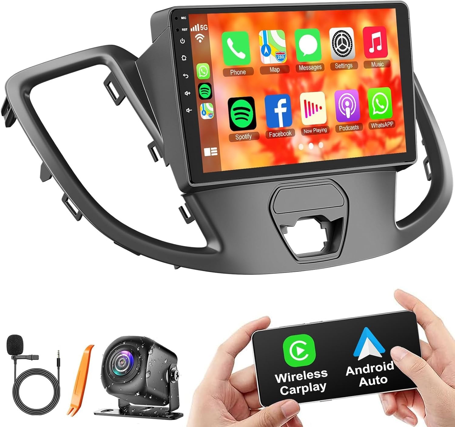 4+64G Android 13 Car Radio for Ford 2013-2019 Transit, 9 Inch IPS Touch Screen