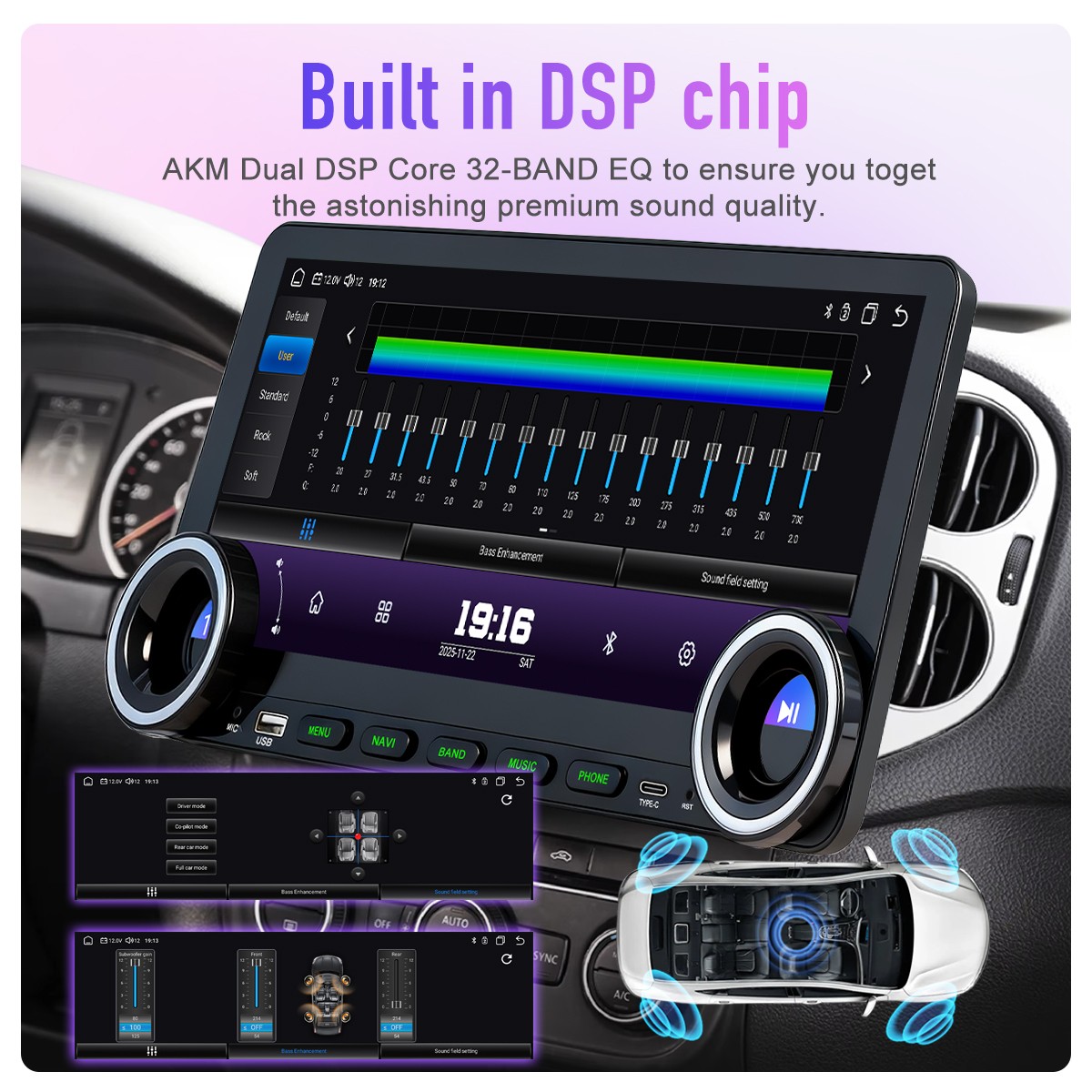 12.3” Car Radio Stereo Android 15 4G Lte DSP Carplay Screen GPS Navi BT 8+128GB