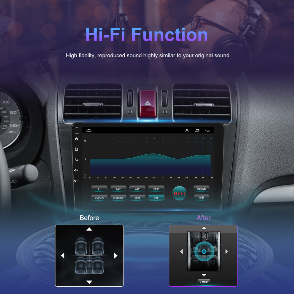 2G+32GB 10“ Android Car Stereo Radio 2 DIN Apple Carplay GPS Navi WIFI W/ Camera