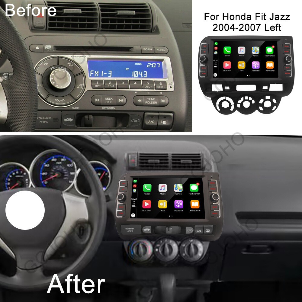 For 2004-2007 Honda Fit Jazz Radio Apple CarPlay Android 13 Car Stereo GPS Navi