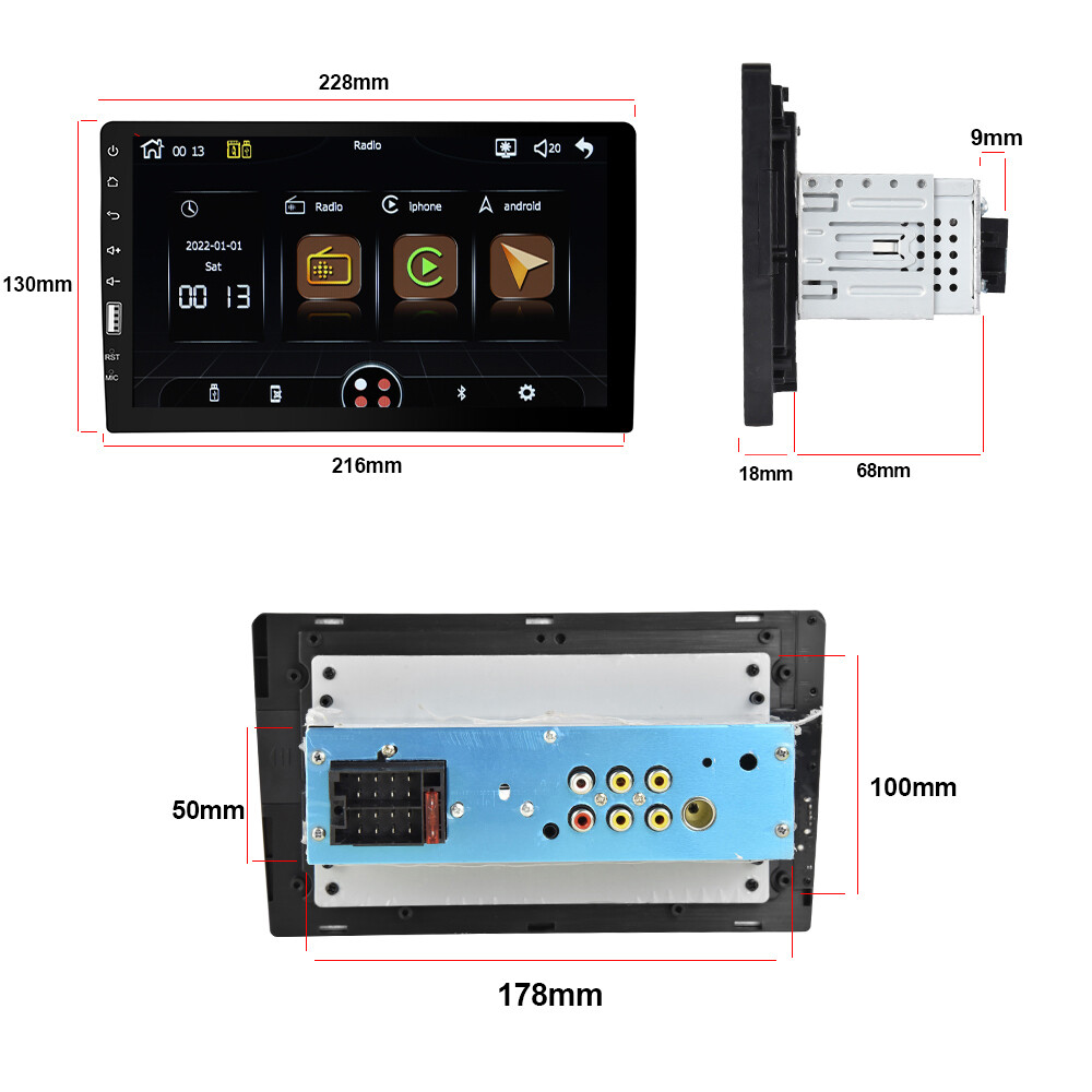 Single 1Din 9″ Car Stereo Radio Apple CarPlay Andriod Auto Touch Screen BT AM/FM