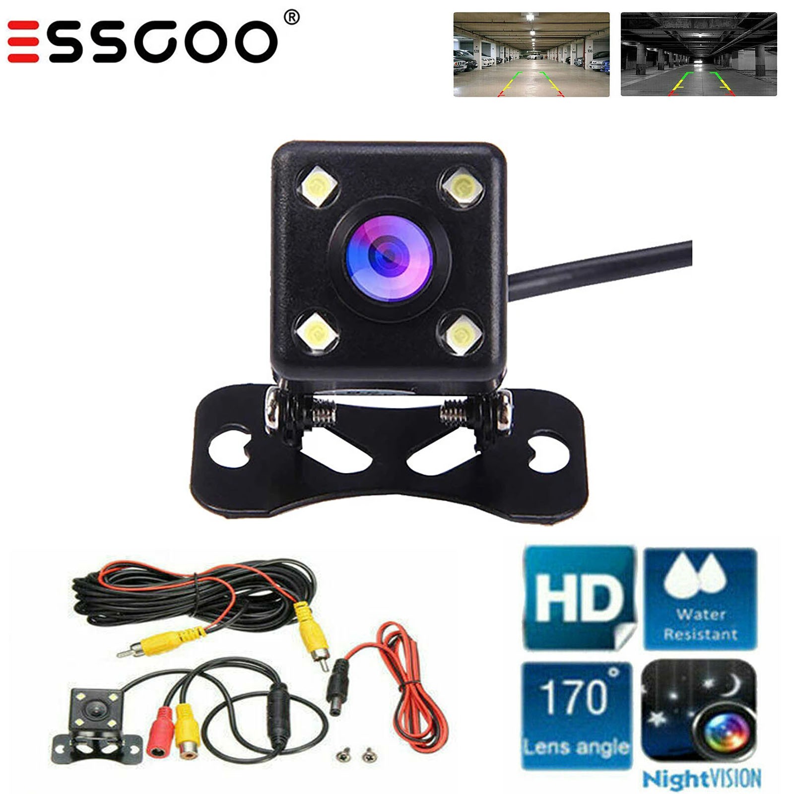 170° Car HD Reverse Rear View Camera Backup Waterproof Night Vision Parking Cam