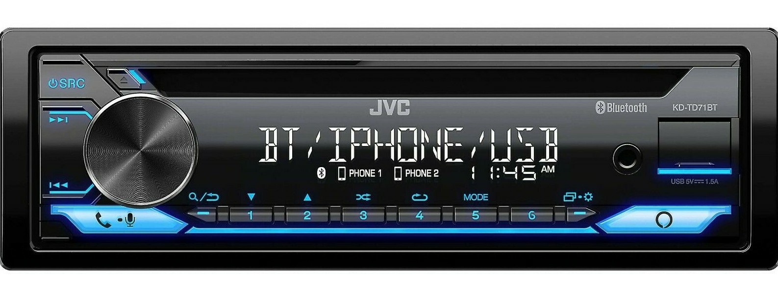 JVC KD-T710BT Bluetooth MP3 CD Player Android iPhone Alexa Pandora AM FM USB Aux