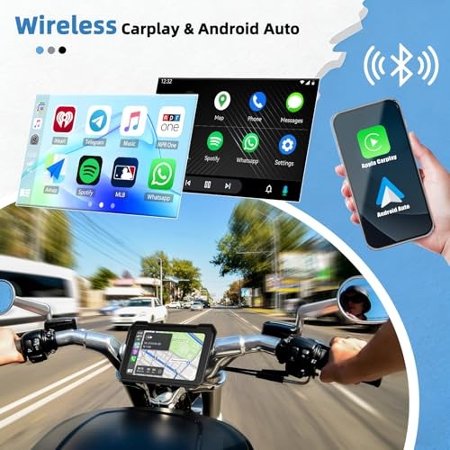 GPS CarPlay 5″ IPS Motorcycle CarPlay Screen for Motorcycle with A-pple