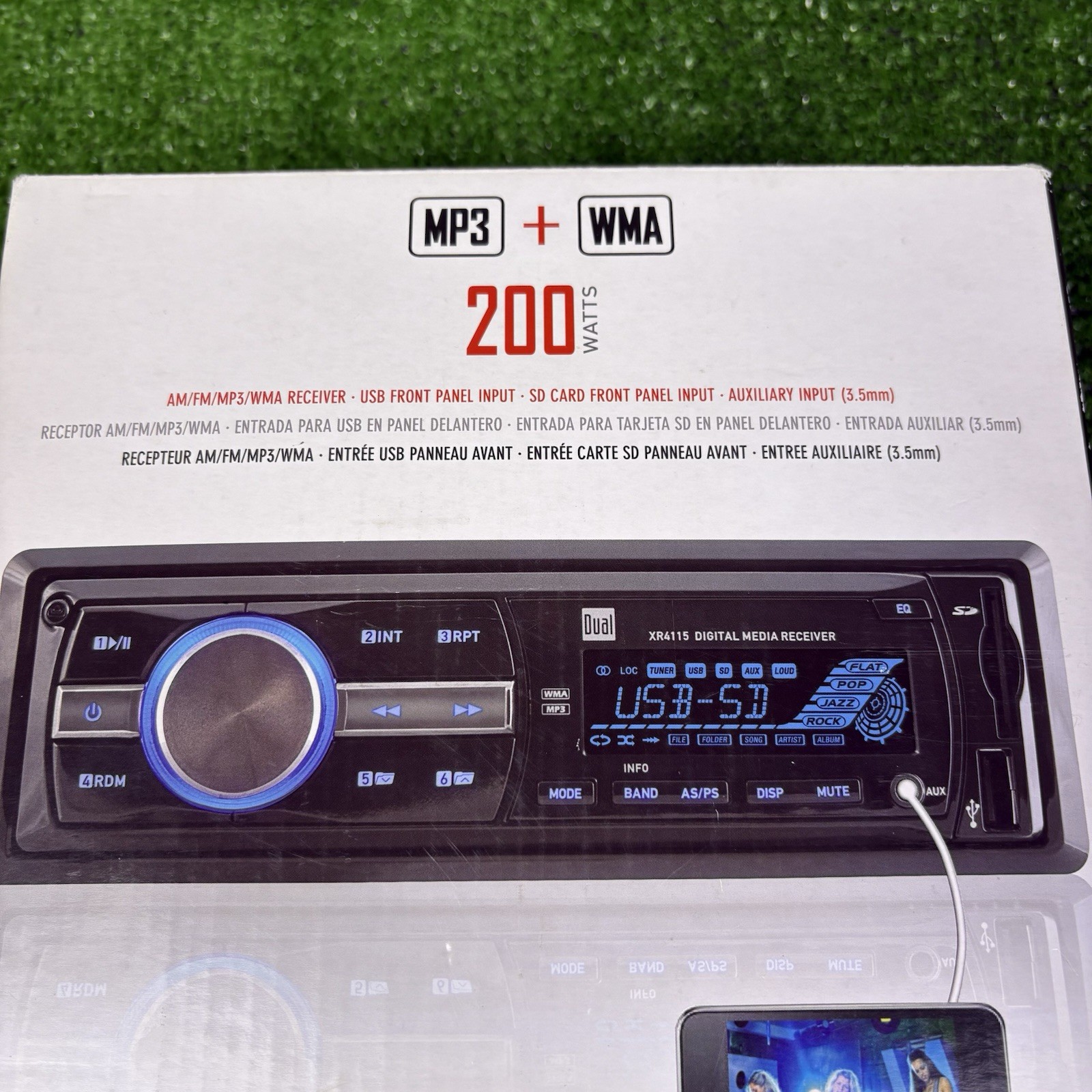Car Radio Head Unit MP3+WMA DUAL XR4115 200 WATTS Remote, AUX, USB, SD – No CD