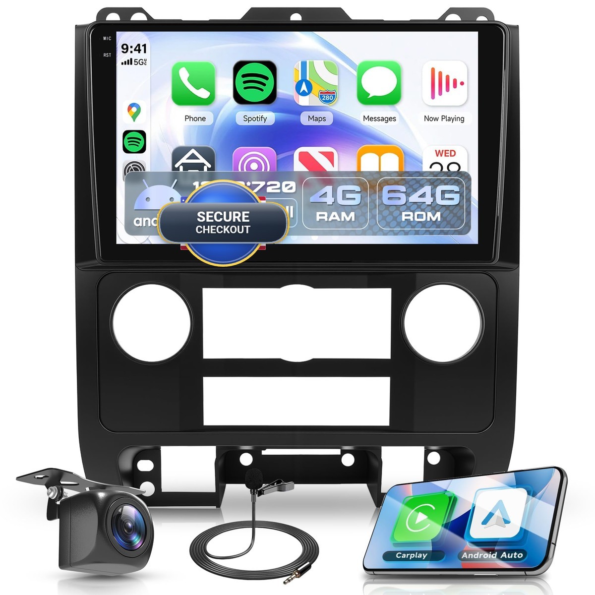 4Core 2G64G Android 15 Car Radio For Ford Escape 2007-2012/Mazda Tribute