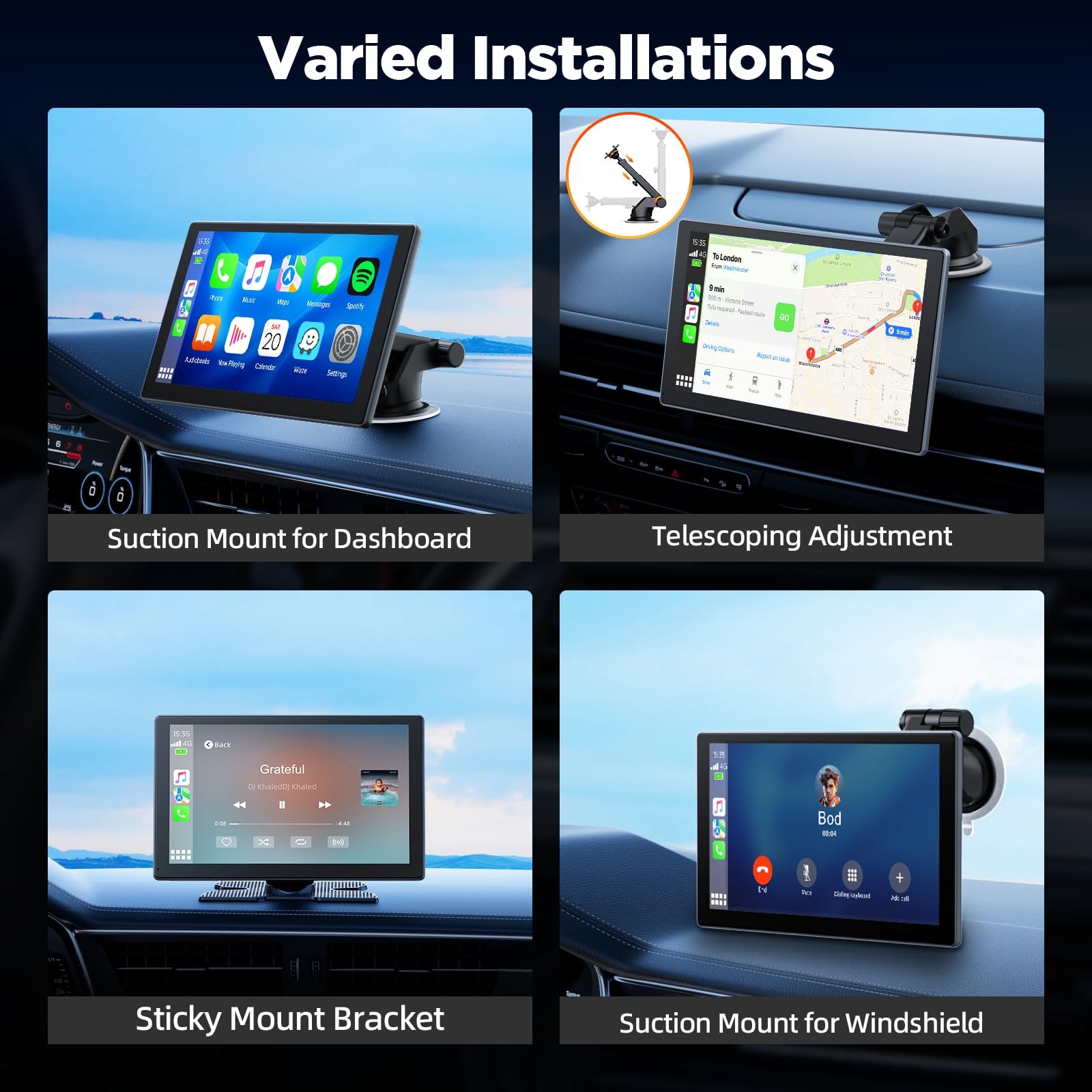 Volam 9 Wireless Carplay Screen for Car with 2.5K + 1080P Dash cam and Backup…