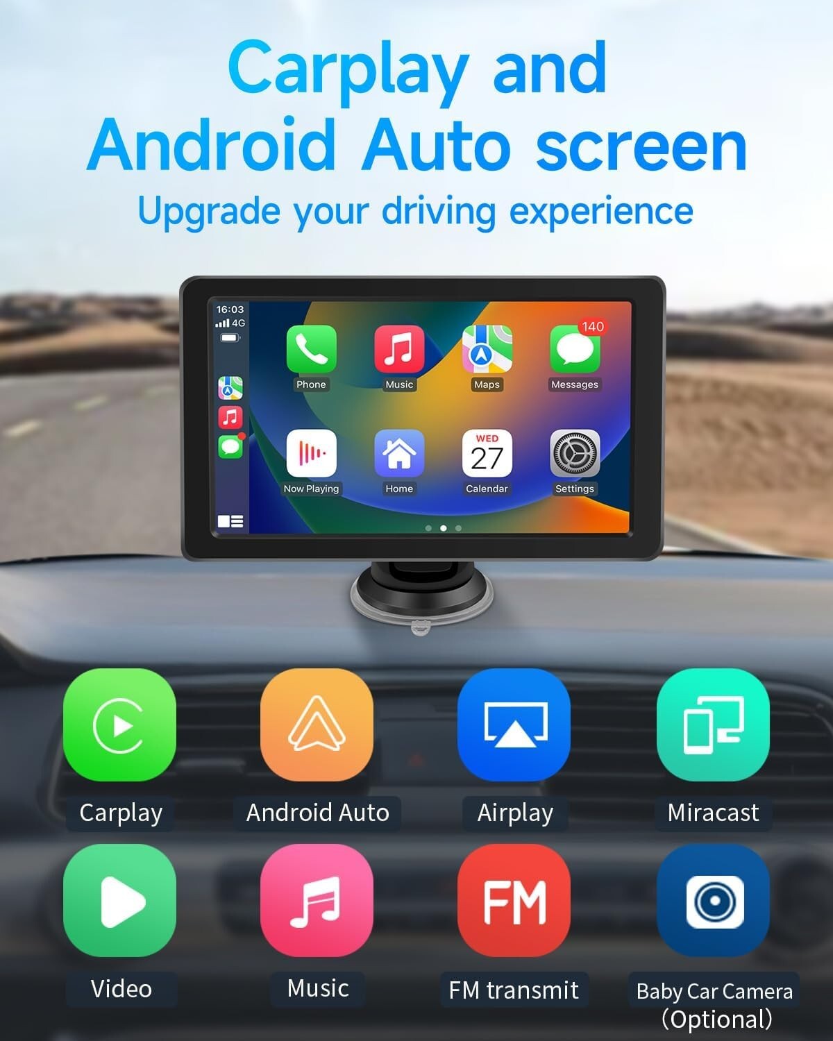 Portable Carplay and Android Auto w/ Bluetooth or Wired Connection