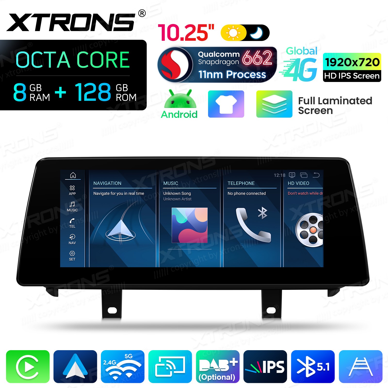10.25″ Android 14 Car Stereo CarPlay 8+128G Retrofit For BMW X5 F15 X6 F16 NBT