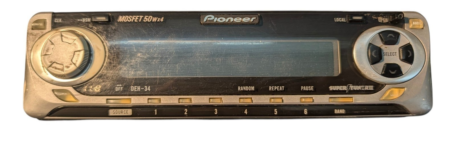 Pioneer DEH-34 MOSFET 50Wx4 Car CD Player FACEPLATE ONLY