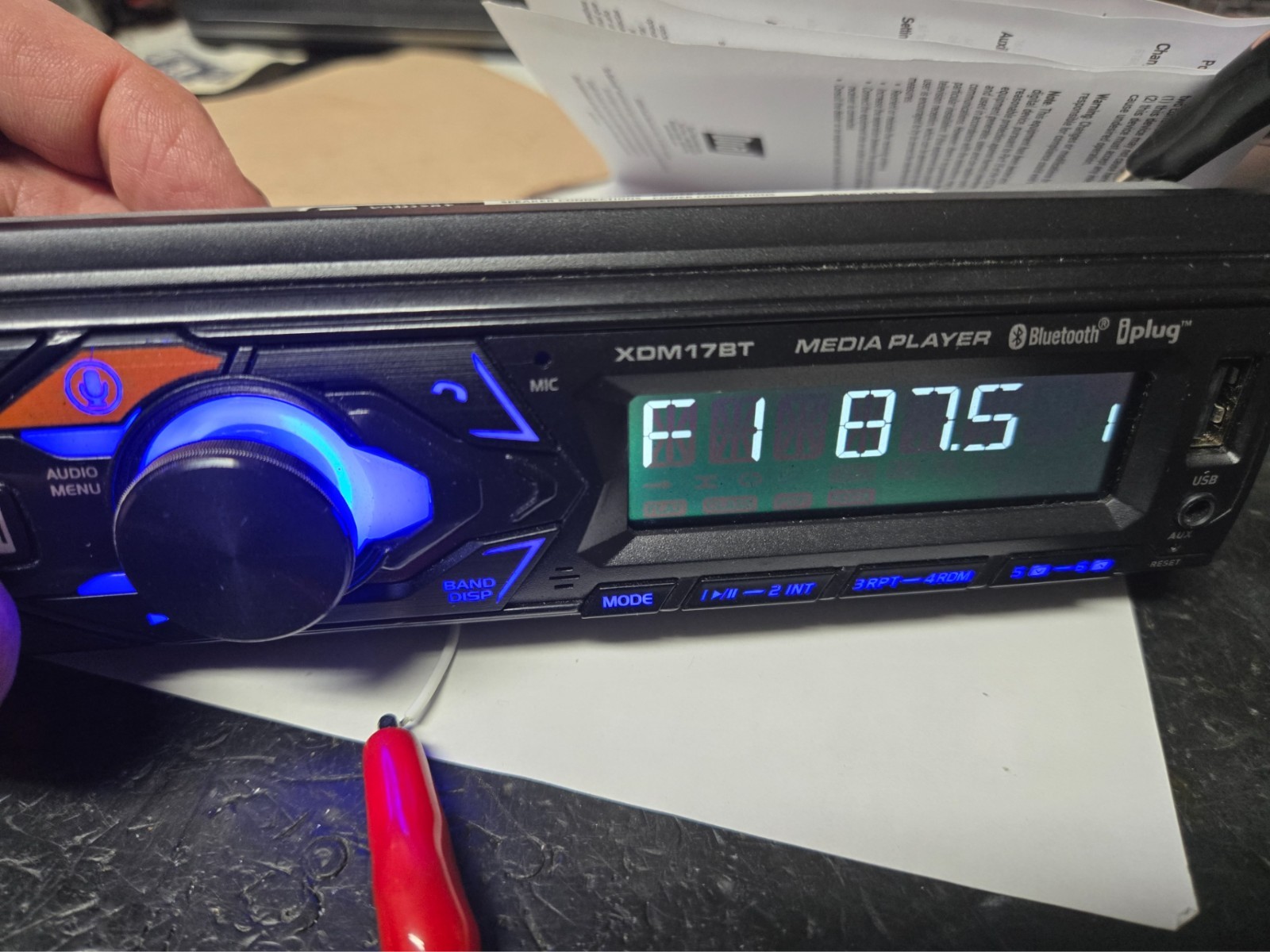 Dual Electronics XDM17BT Single DIN Car Stereo works, manual, cables please read