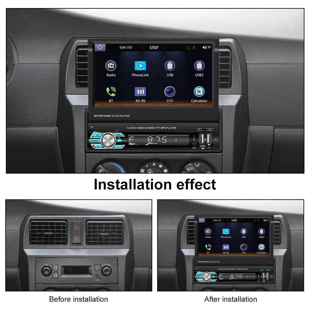 7″ Touchscreen Bluetooth Single 1 Din Car Stereo Radio For Apple/Android CarPlay