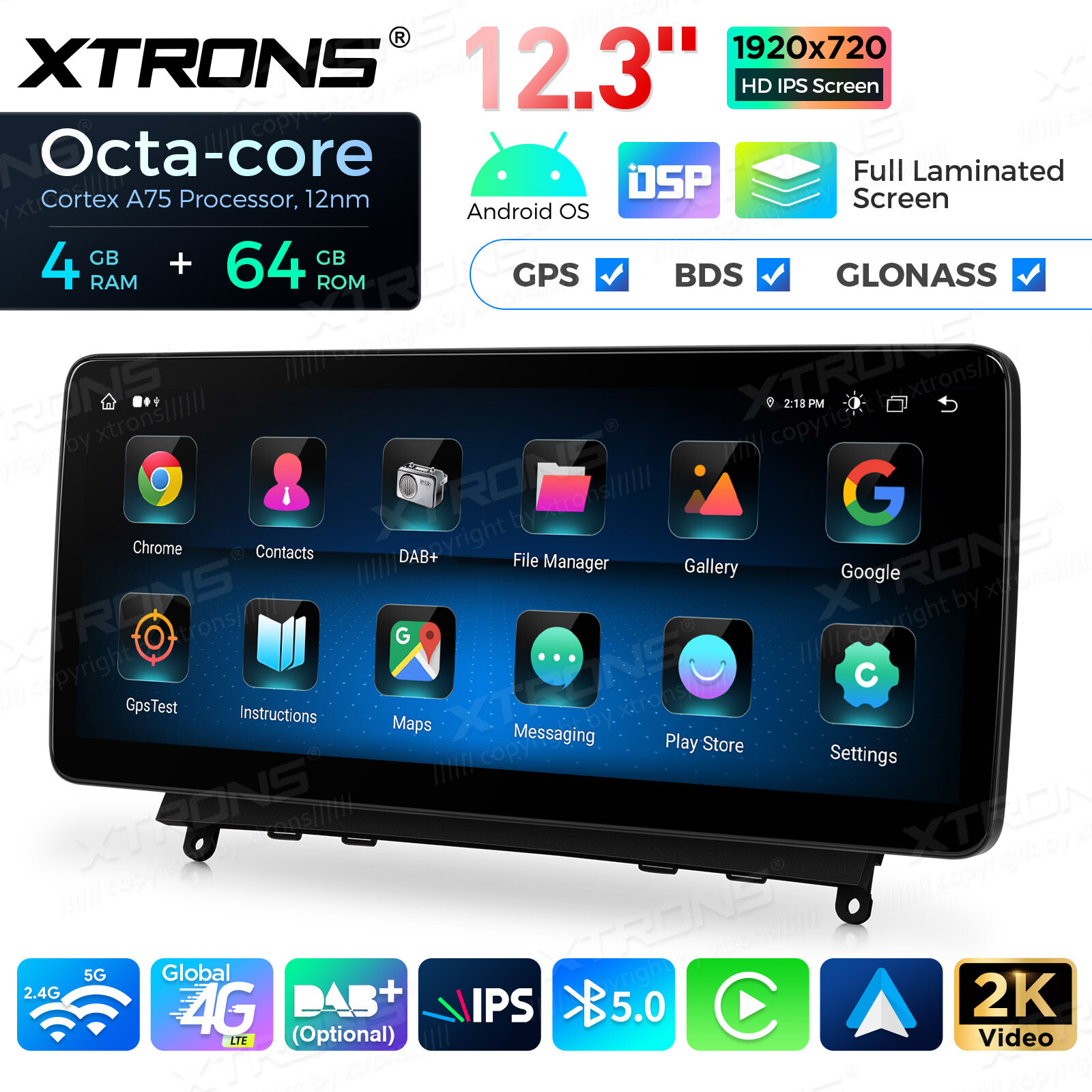 For Benz C-Class W204 07-10 Android 13 8-Core 64GB Car Stereo GPS Navi DSP 12.3″