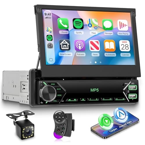 Single Din Retractable Screen Car Stereo Manual Retractable Screen with Carplay