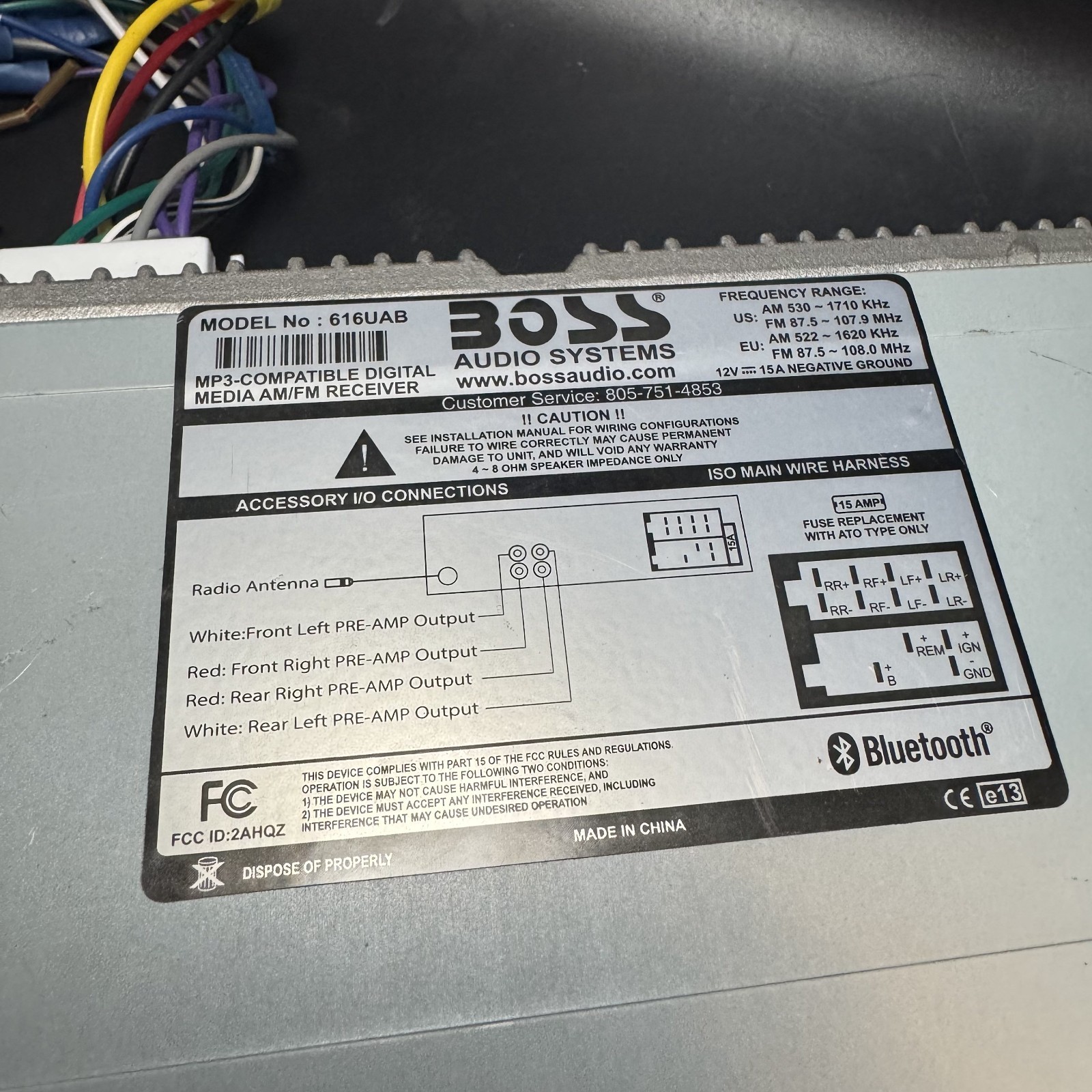 BOSS 616UAB Single DIN Bluetooth Car Stereo Read Description