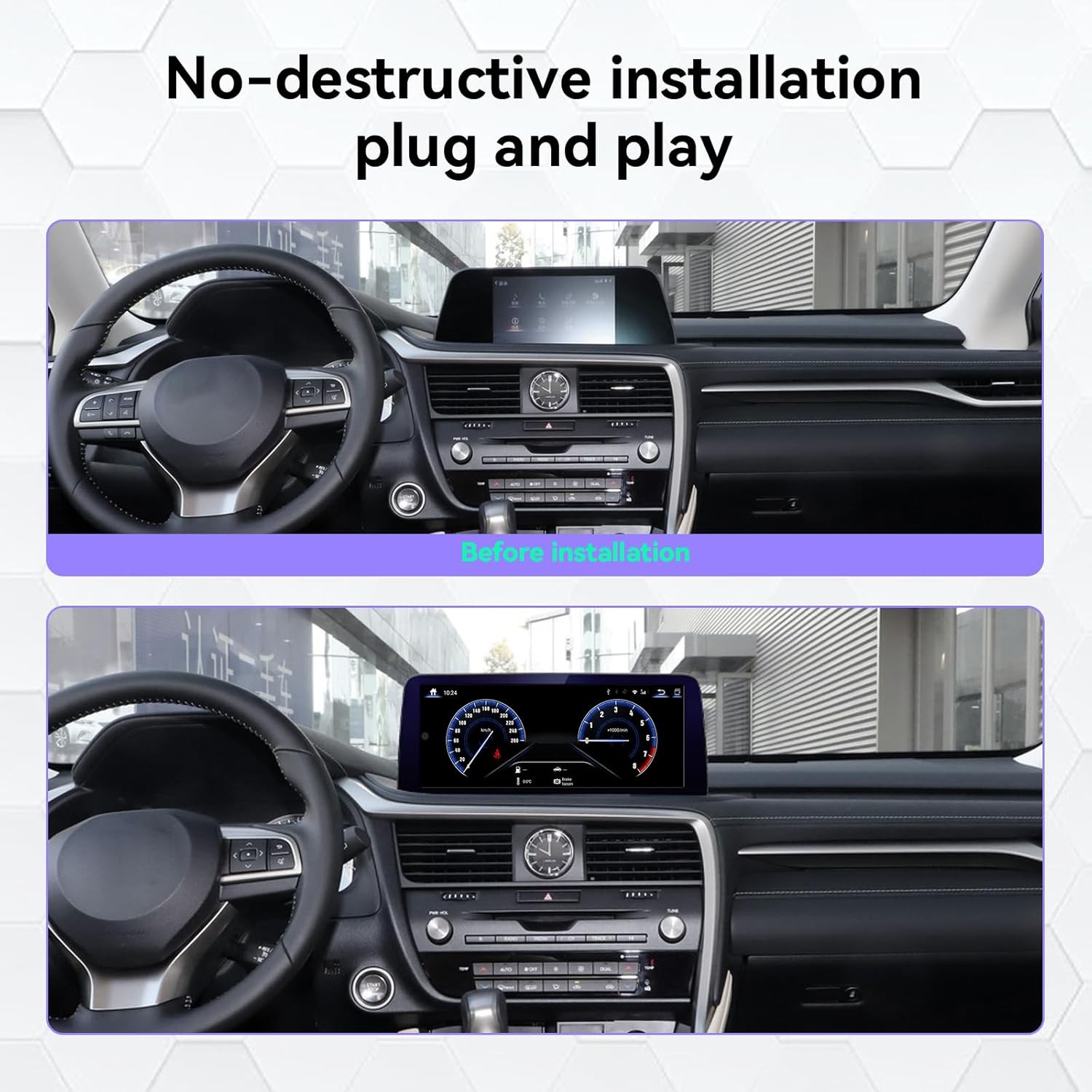 12.3″Car Radio for LEXUS RX 2019-2022 Wireless Carplay GPS Navigation DSP SWC FM