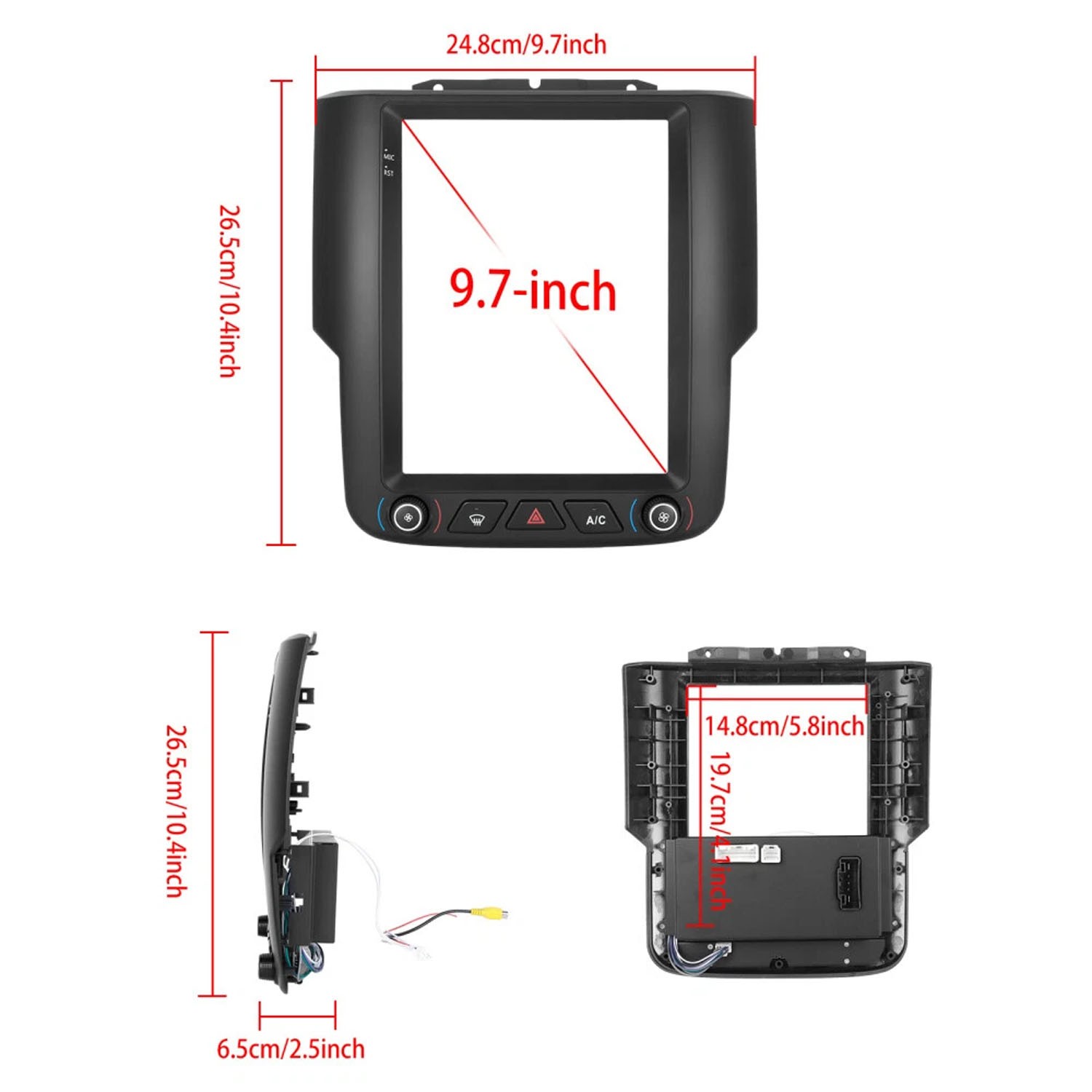 For 2013-2019 DODGE RAM 1500 2500 3500 9.7″ Car Radio Stereo Carplay Android GPS