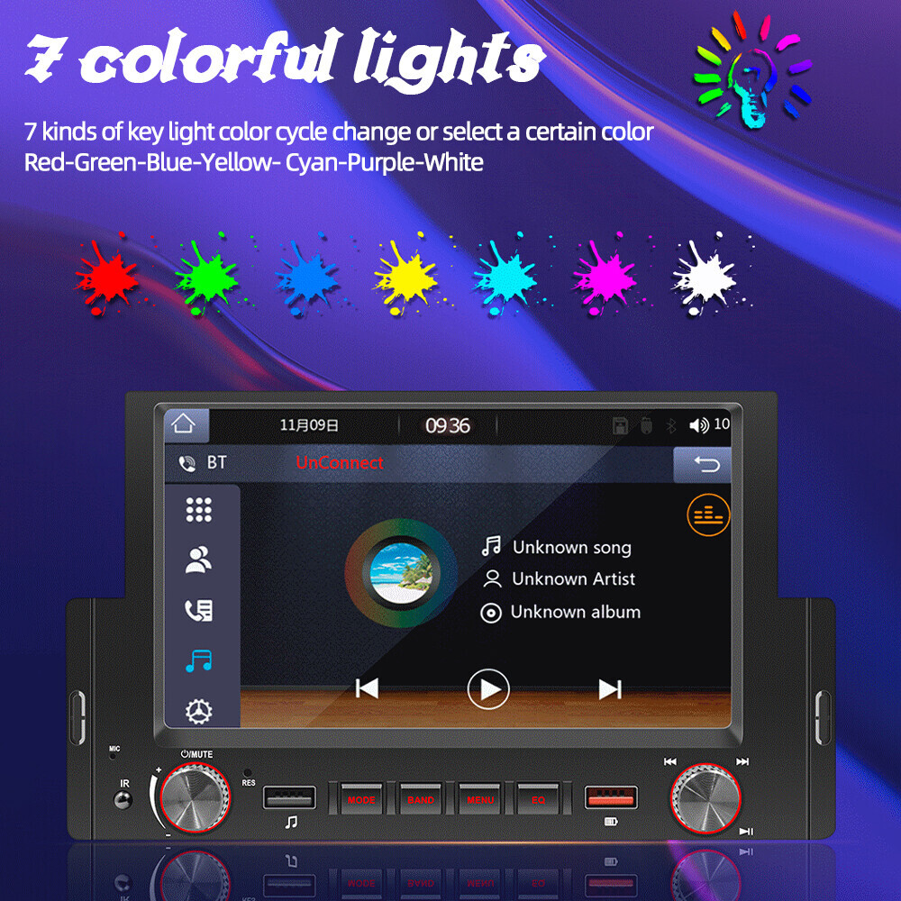 6.2″ Single 1Din Car Stereo Radio Touch Screen for Apple/Android CarPlay BT 3USB