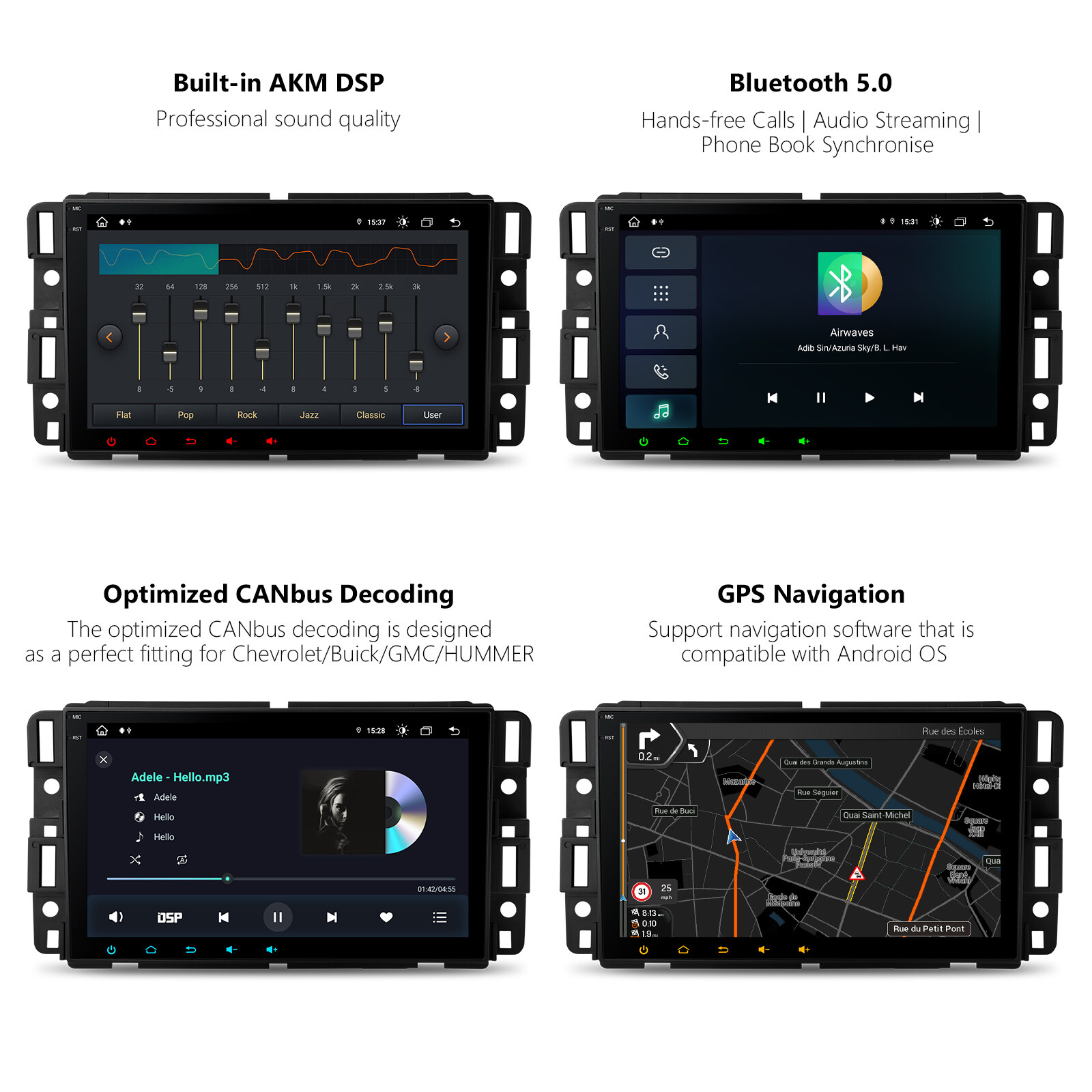 8″ Android 14 8-Core 4+64GB Car Stereo GPS Radio 4G WIFI For Chevrolet GMC Buick
