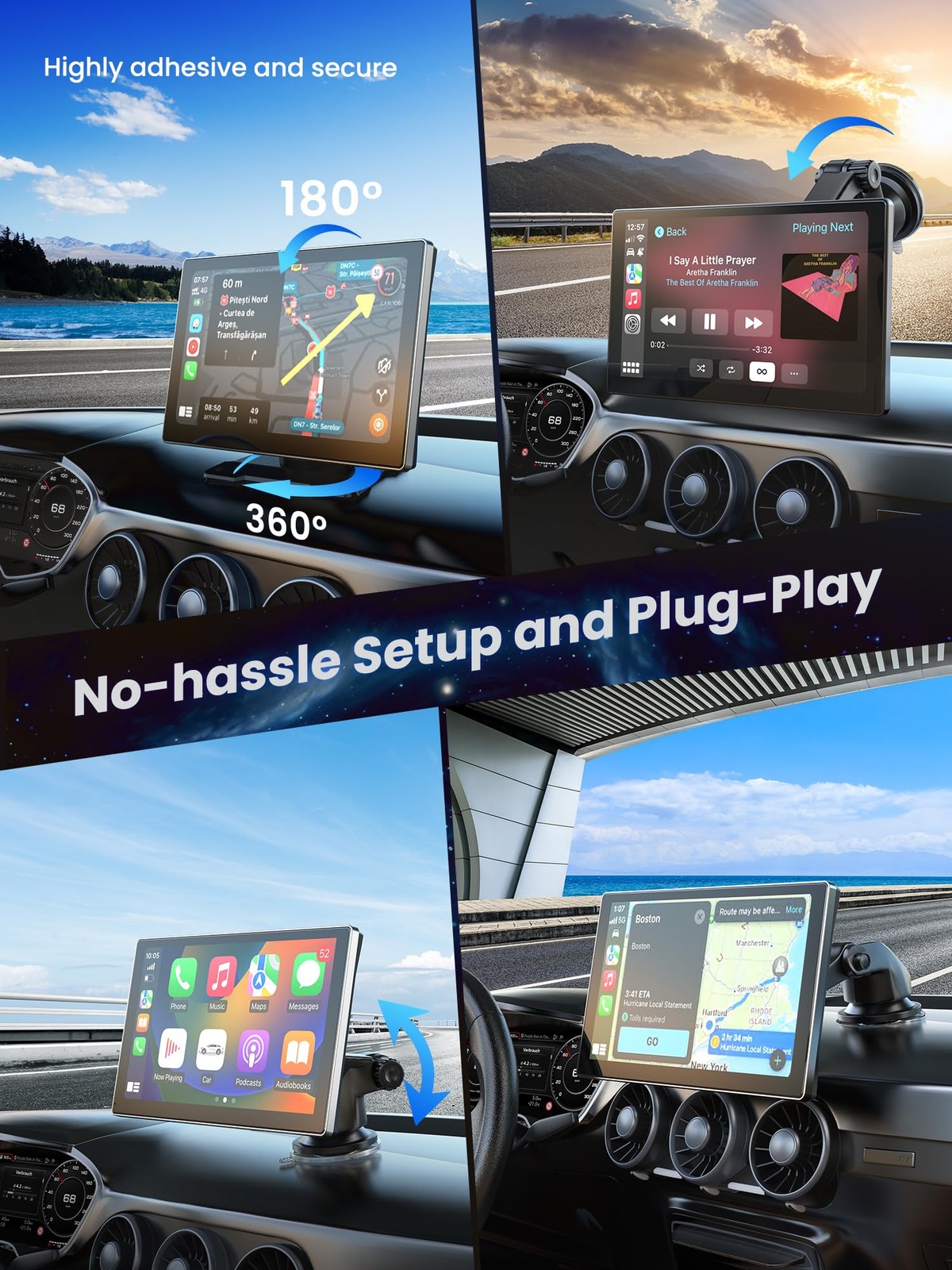 9″ Wireless Apple Carplay Screen for Car, Portable Car Play Screen for Car & …