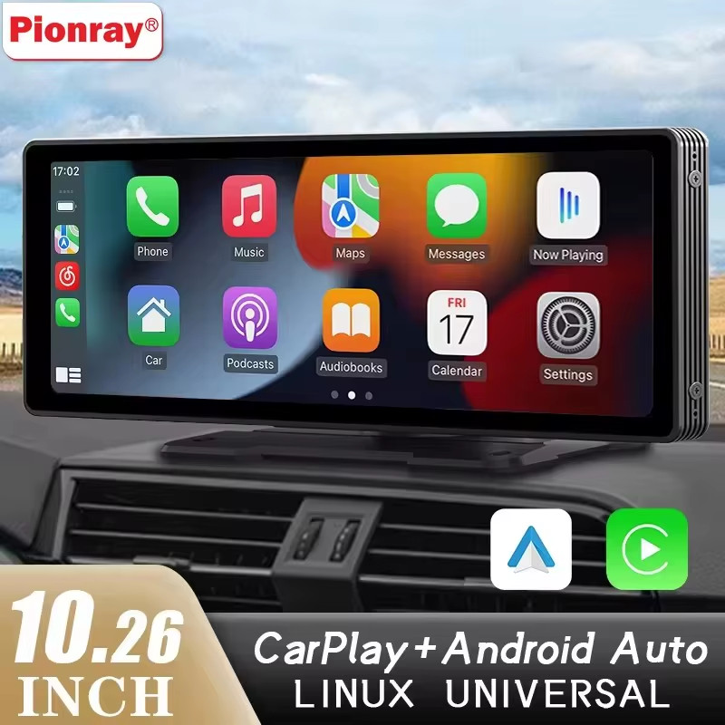 Universal Portable Wireless Carplay Screen for Car with Android Auto Touchscreen