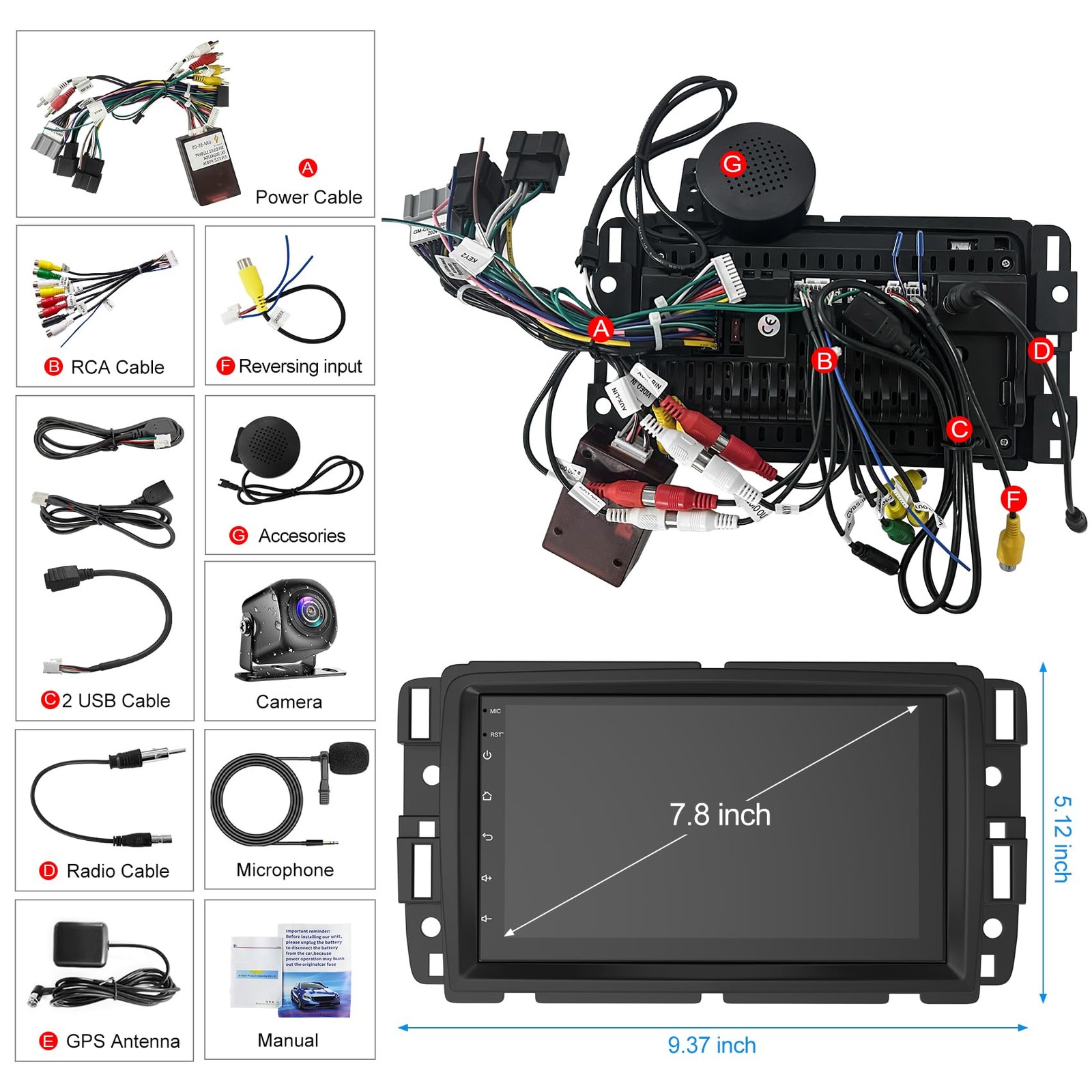 7″ Car Radio for GMC Acadia 2013-2017 | for Chevrolet Chevy Traverse 2013-201…
