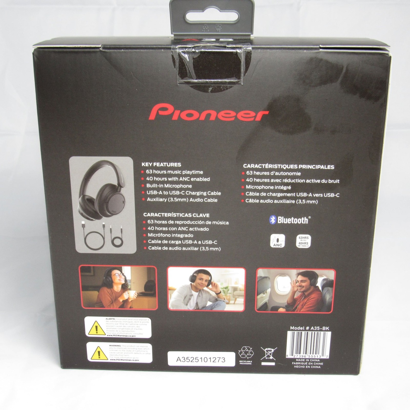 Pioneer A35 Wireless Noise Cancelling Headphones Black