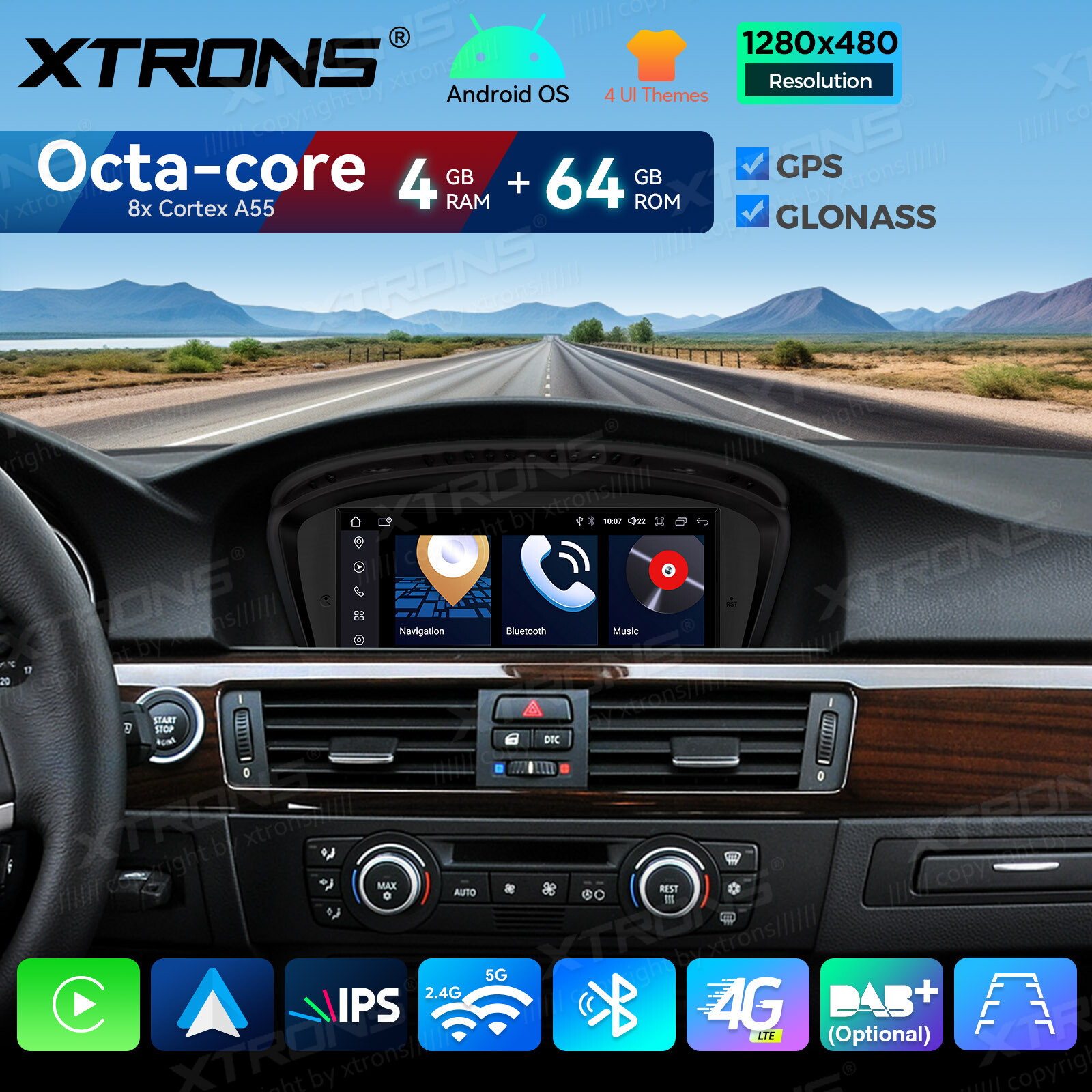 For BMW 3/5 E60 E90 E91 E92 E93 CIC 8.8″ Android 14 Car Stereo GPS 2+32G 8-Core