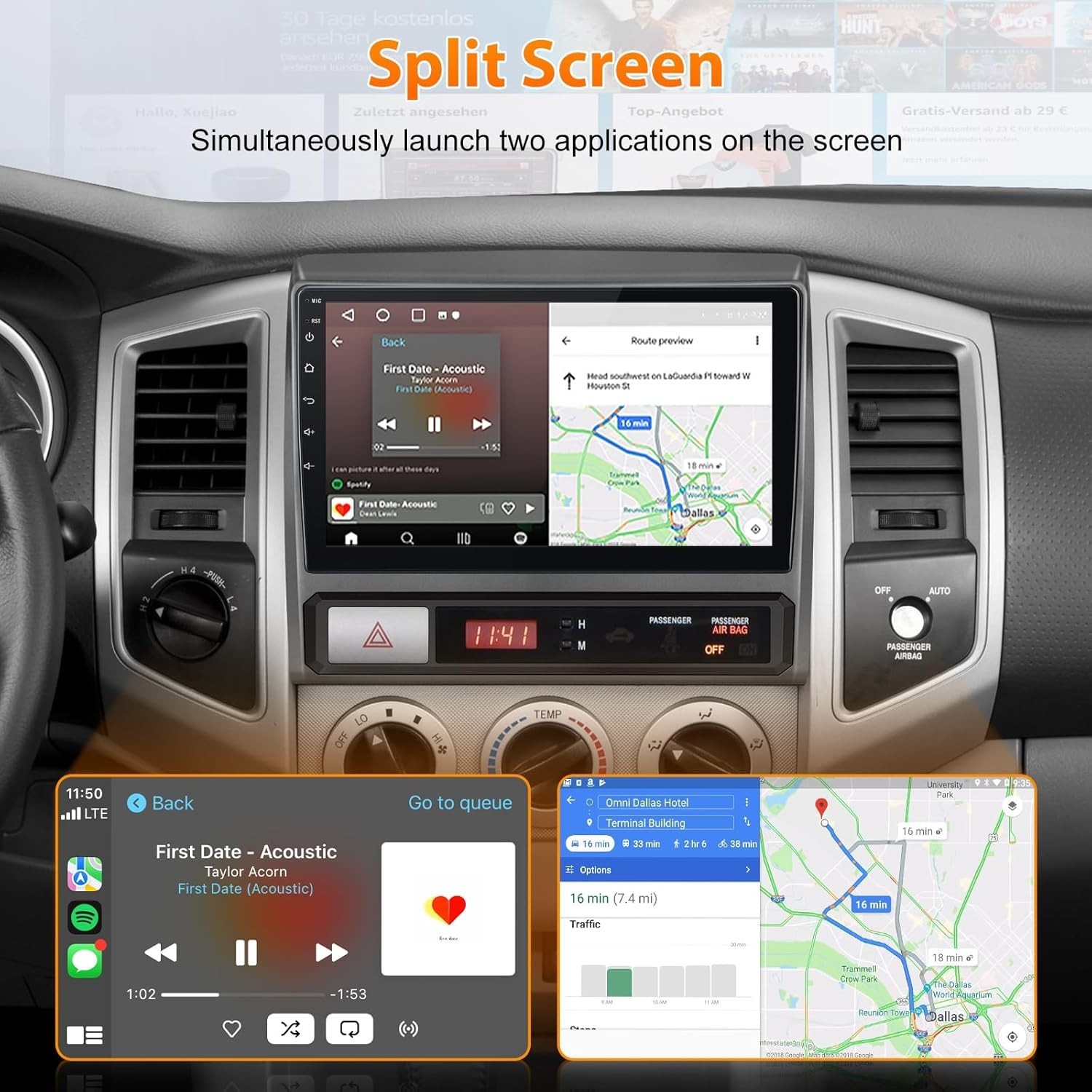 4Core 64GB Car Radio Stereo for Toyota Tacoma 2005-2015 with CarPlay Android Aut