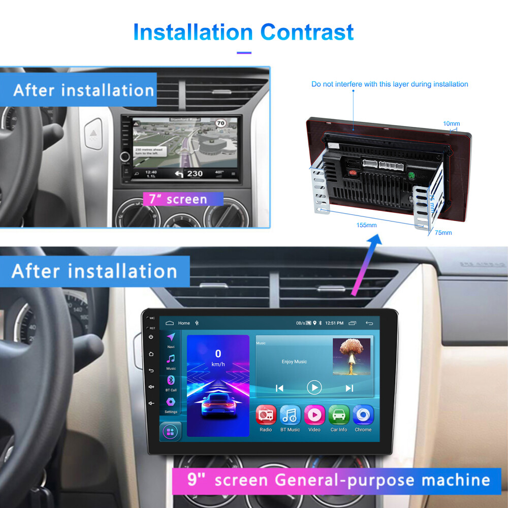 4G+64G Android 13.0 CarPlay Car Stereo Radio 10.1″ Double 2 Din GPS Navi +Camera