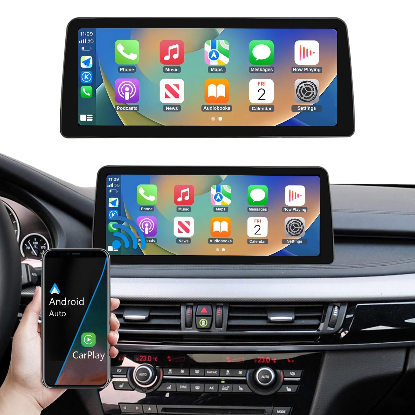 Road Top 12.3 Inch Ultra-Narrow Touchscreen Wireless Carplay for BMW X5 & X6