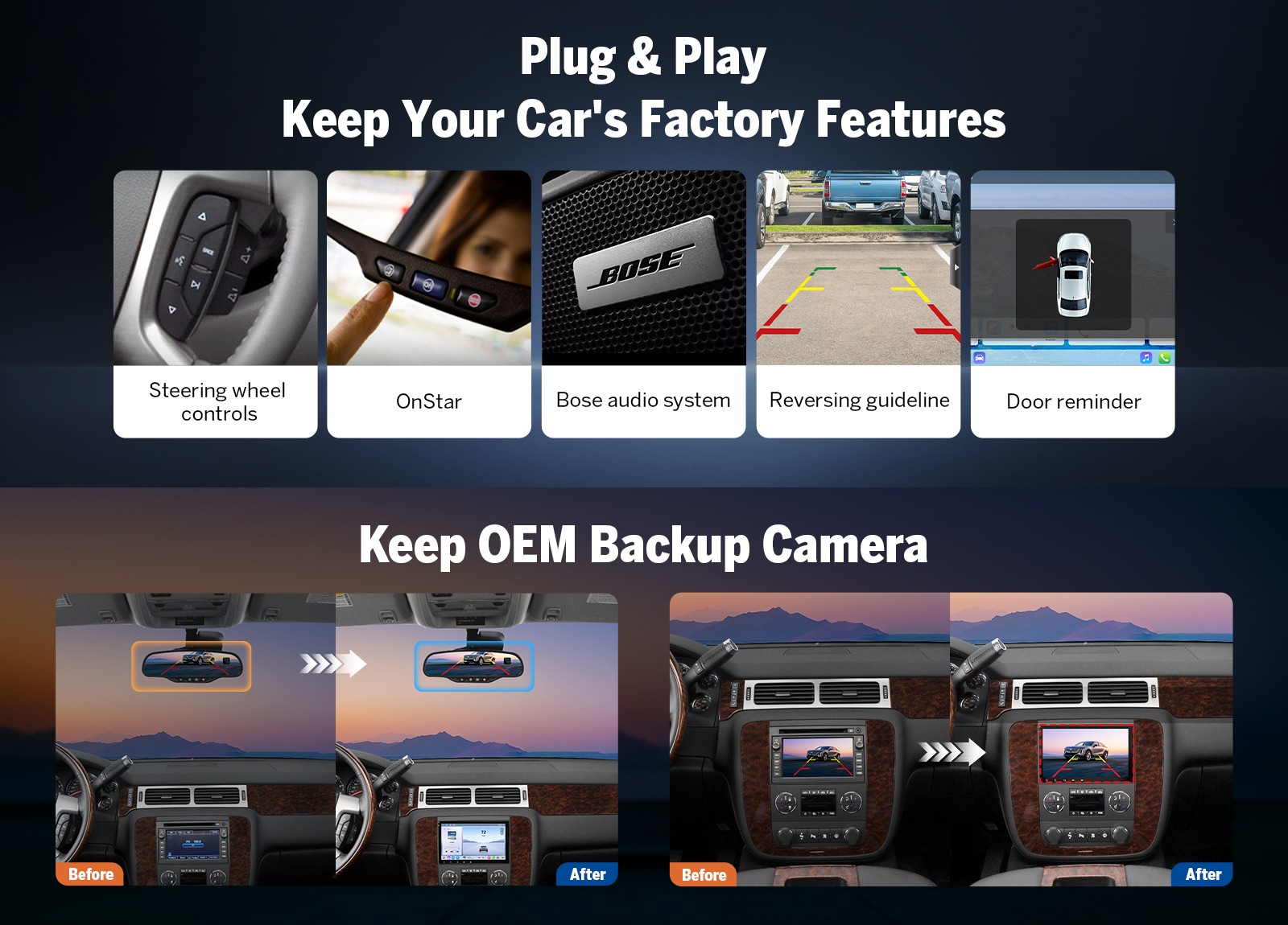 8″ Car Stereo 8+128 Android Wireless CarPlay For Silverado Tahoe Yukon DSP WiFi